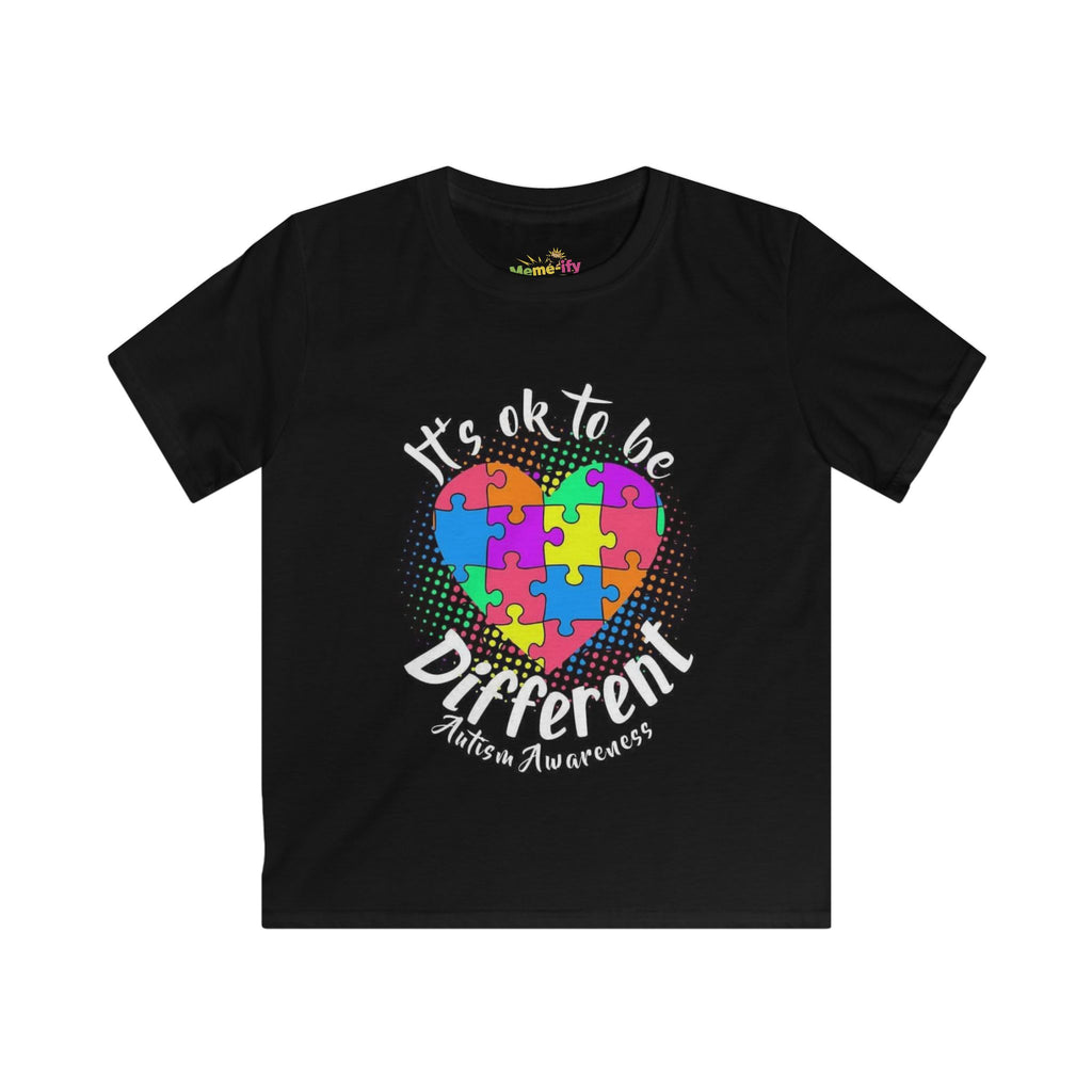 Autism Awareness Kids Tee - “It’s OK to Be Different” Colorful Puzzle Heart - Sensitivity Shirt