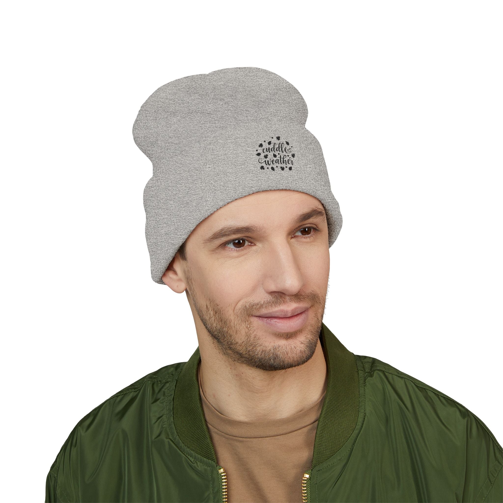 Cozy Cuffed Beanie with Cuddle Weather Embroidery