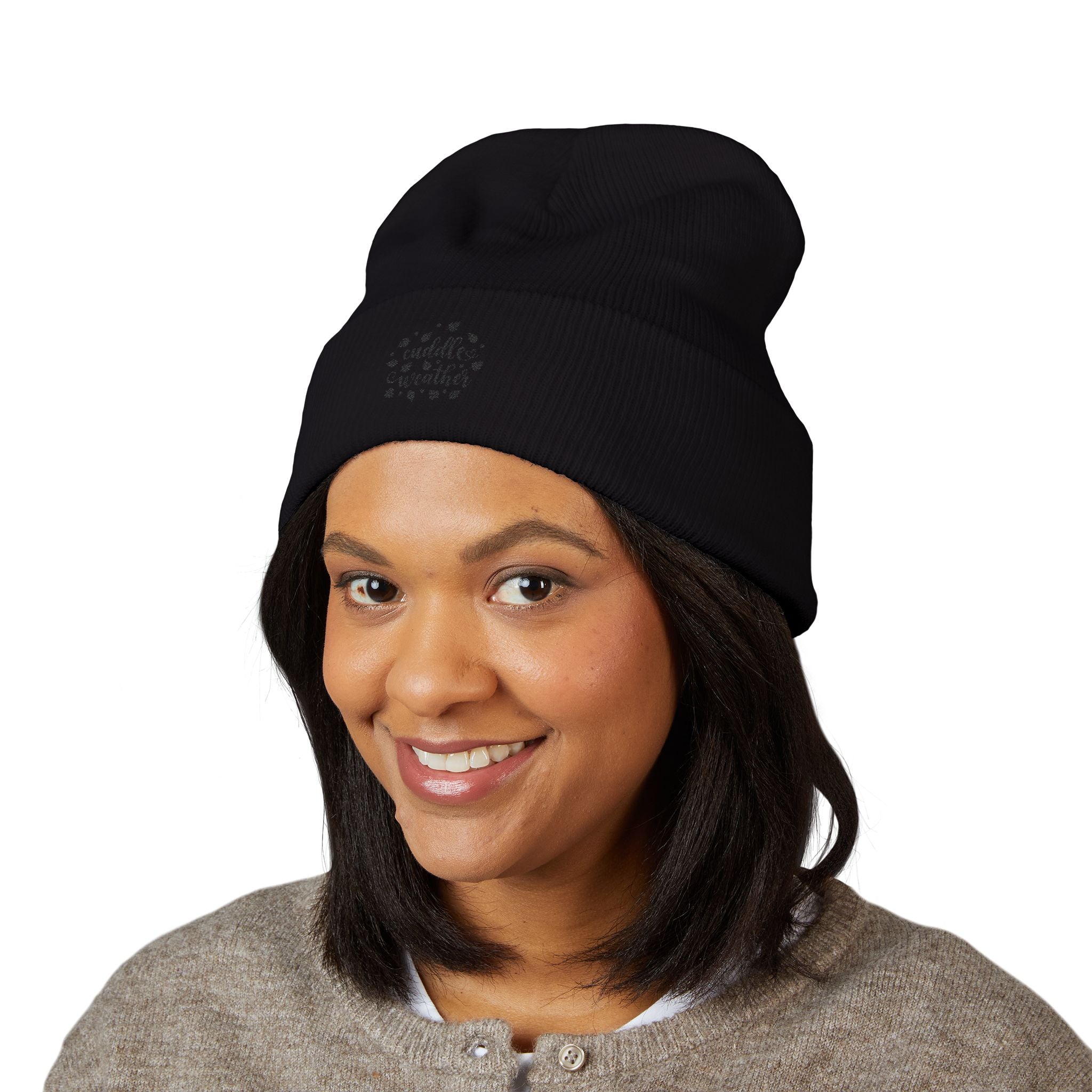 Cozy Cuffed Beanie with Cuddle Weather Embroidery