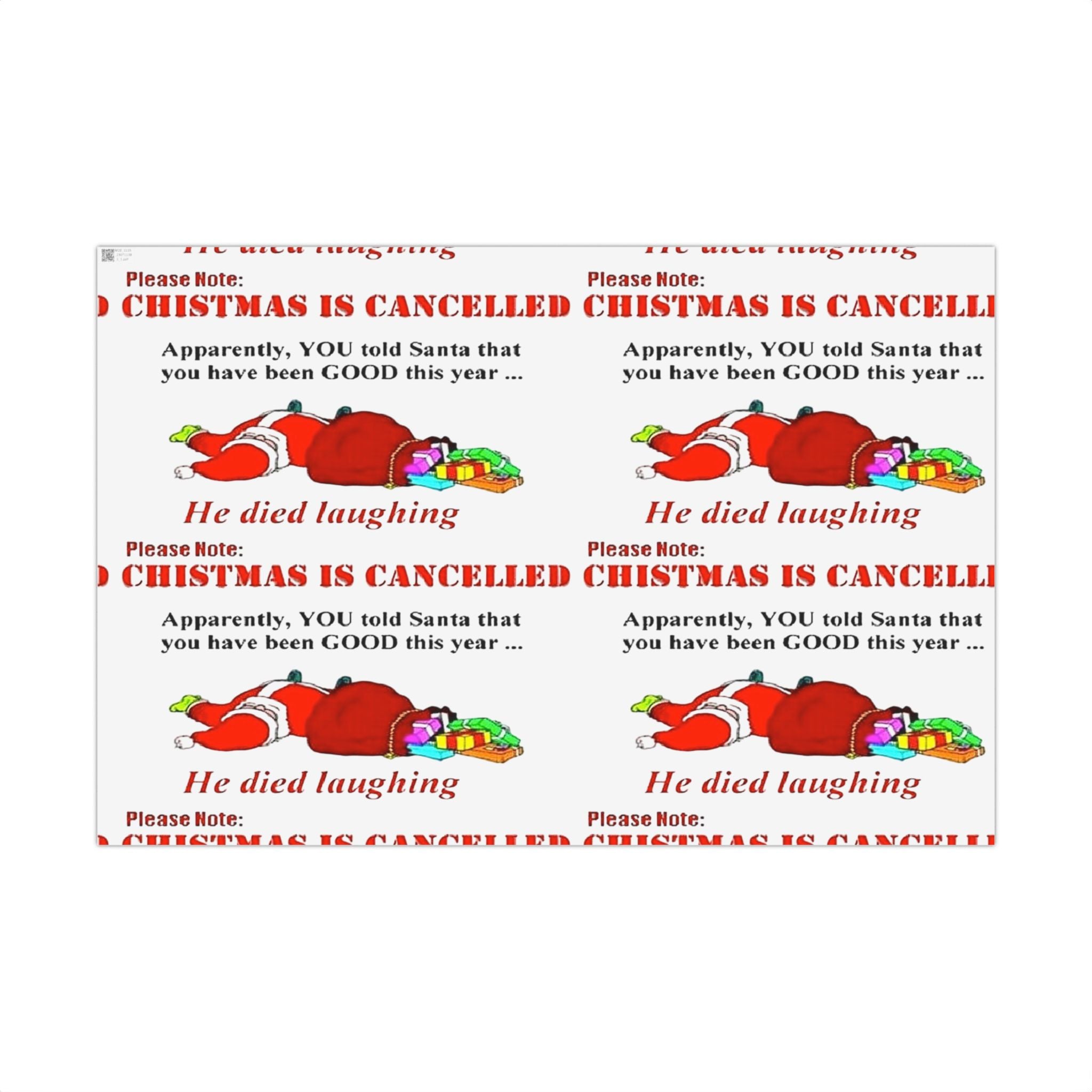 Gift Wrap Papers - Humorous Santa Died Laughing Design