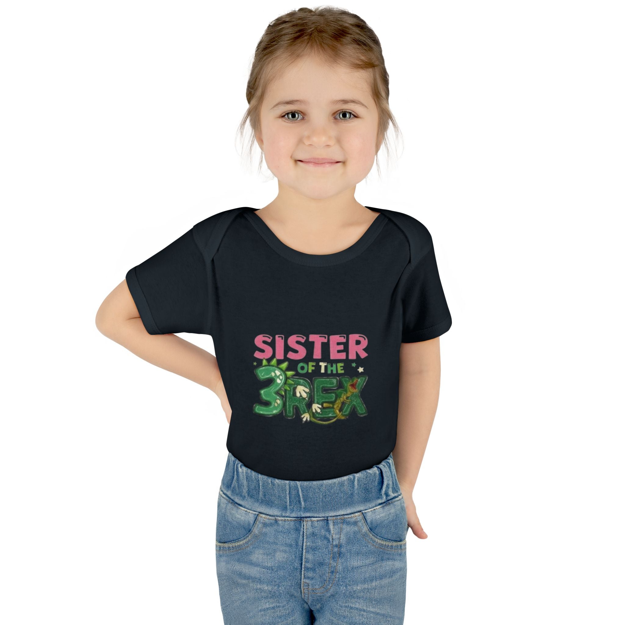 "Sister of the 3 Rex" Cute Dinosaur Baby Onesie--Infant Bodysuit