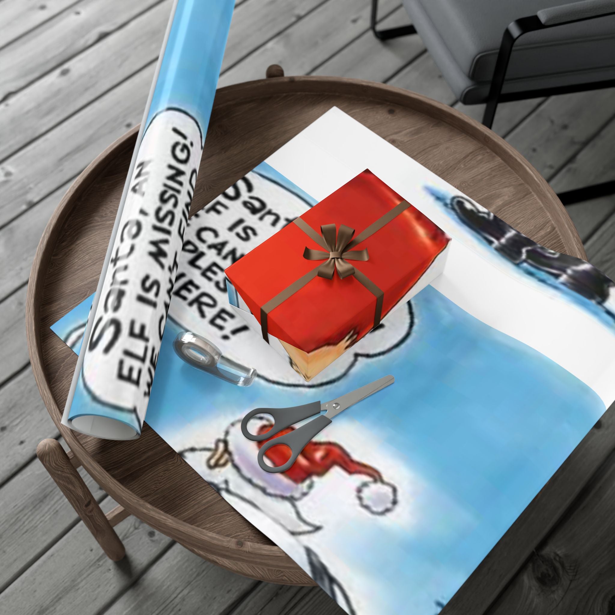 Funny Missing Elf Festive Gift Wrap Papers