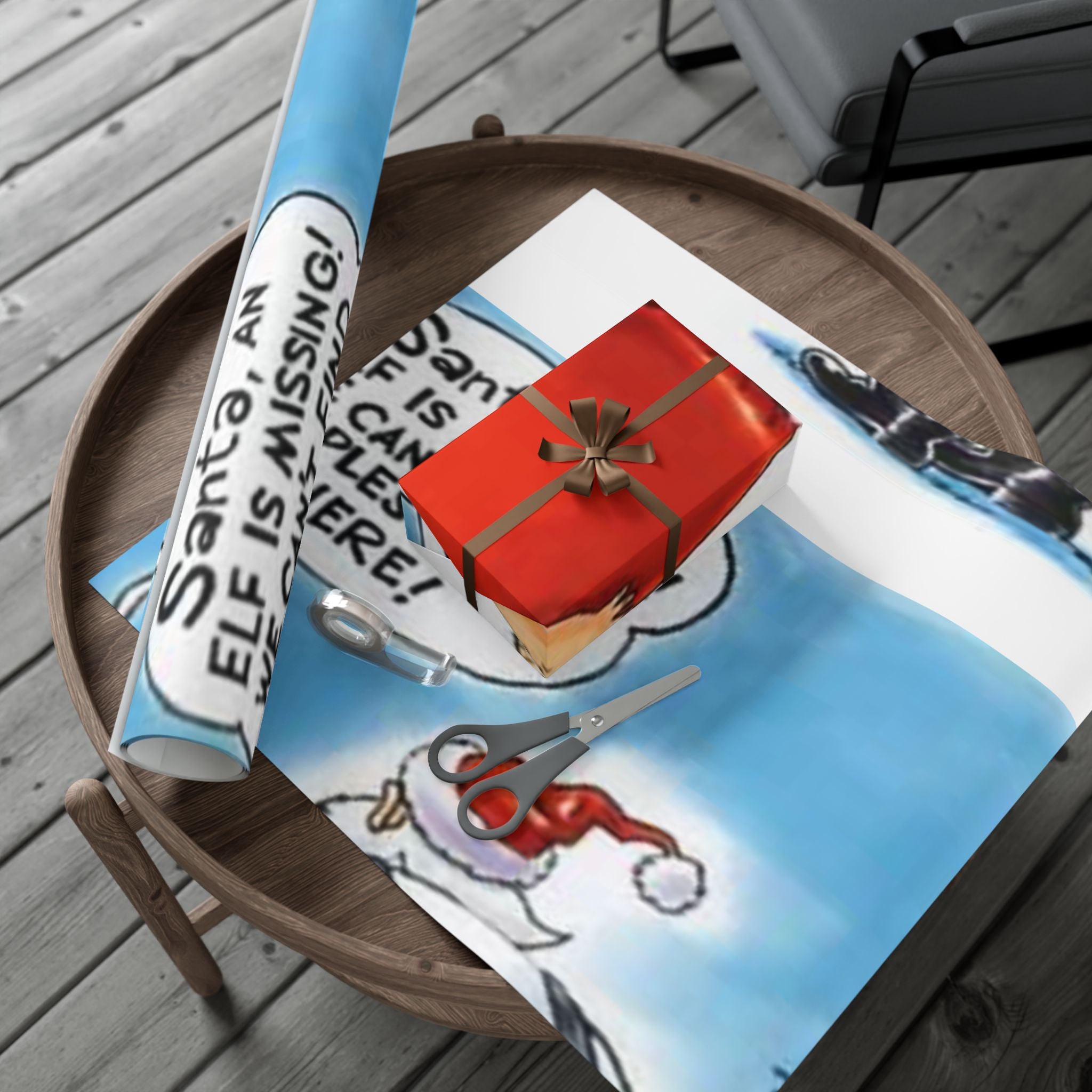 Funny Missing Elf Festive Gift Wrap Papers