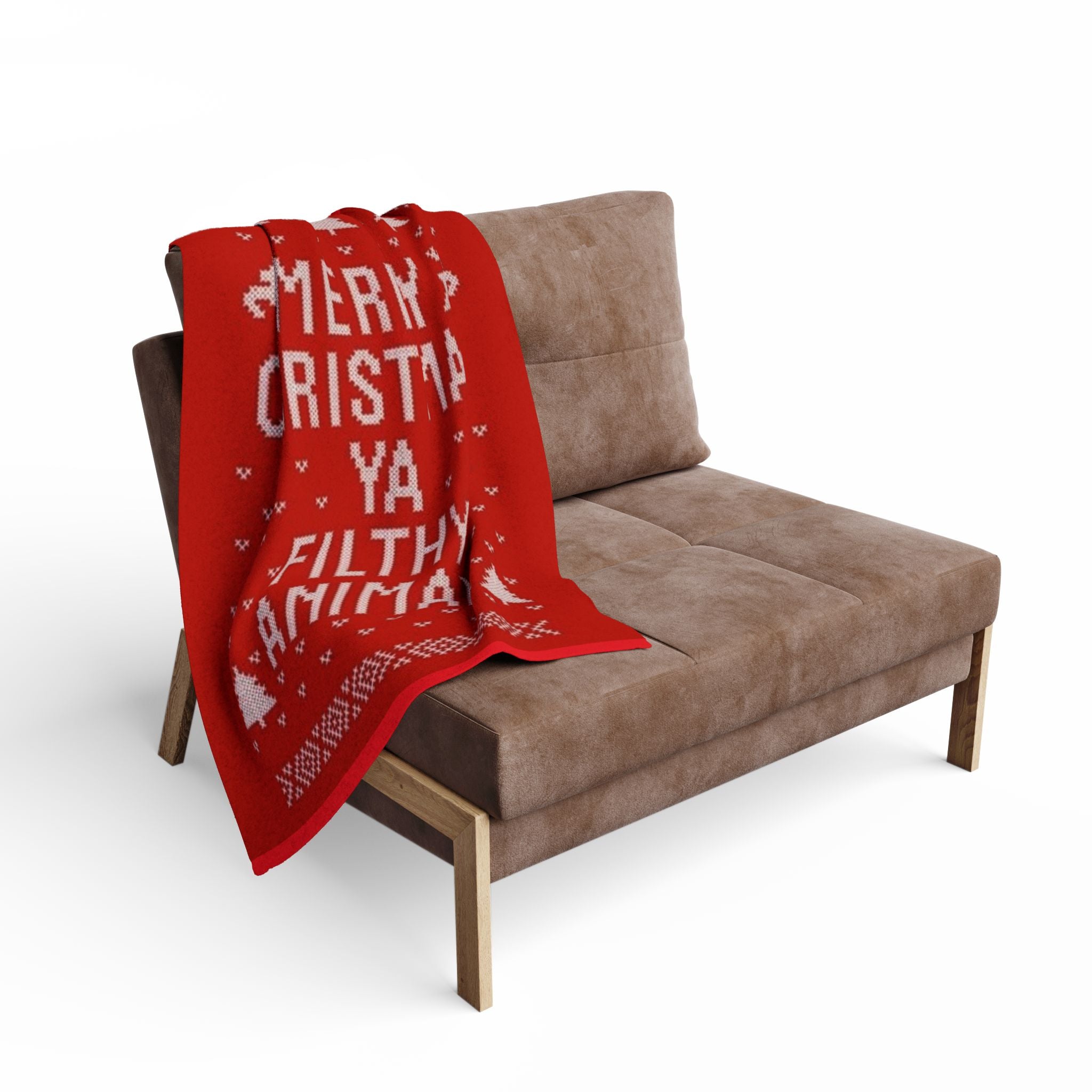 Holiday Fleece Blanket - Merry Christmas ya filthy animal- Red