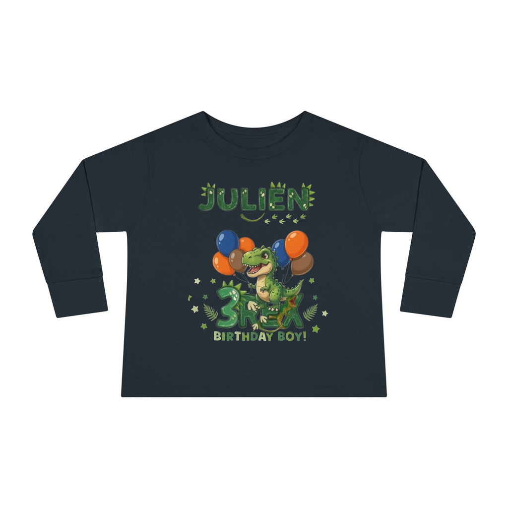 3Rex Dino Birthday Toddler Long Sleeve Tee