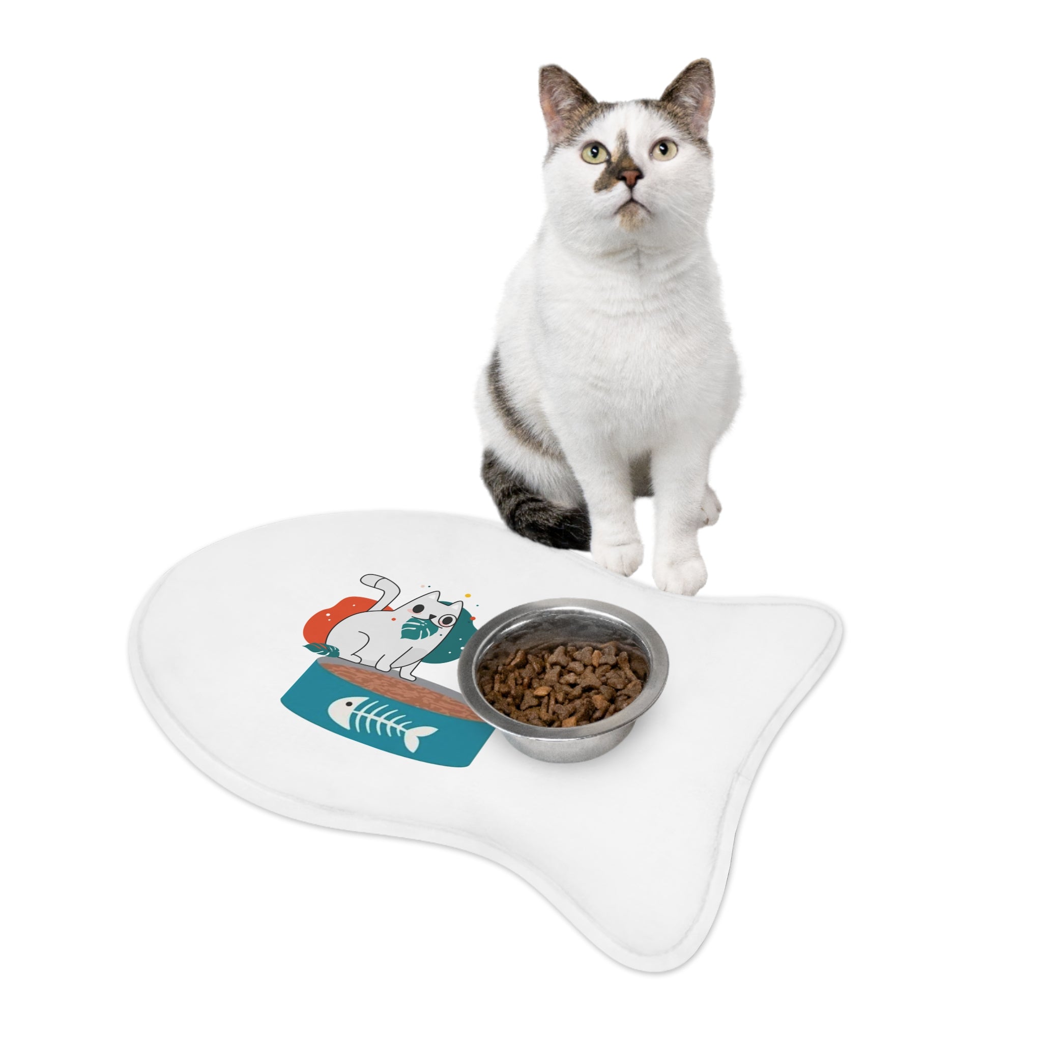 Pet Feeding Mat - Dog Bone and Cat Fish Design Non-Slip Mat