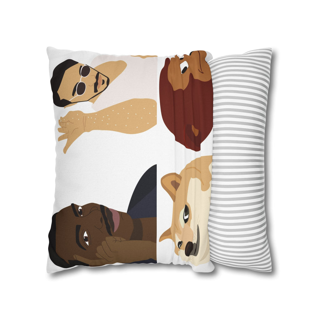 Meme Faces Square Pillowcase — Viral Dog & Reaction Emotes Throw Pillow Cover