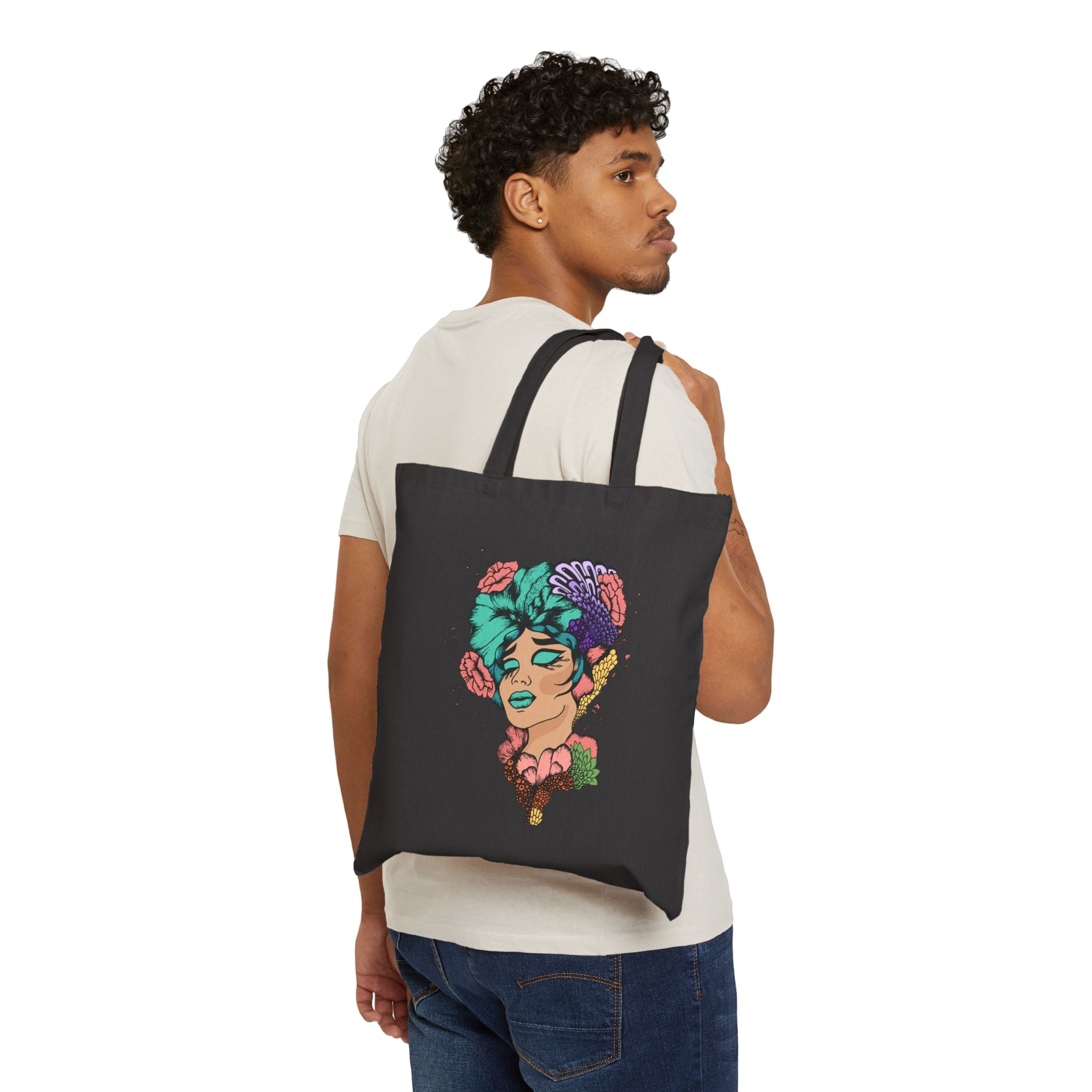 Boho Floral Tote Bag - Eco-Friendly Canvas, Reusable Shopping, Gift for Her, Art Lover, Beach Bag, Trendy Handbag