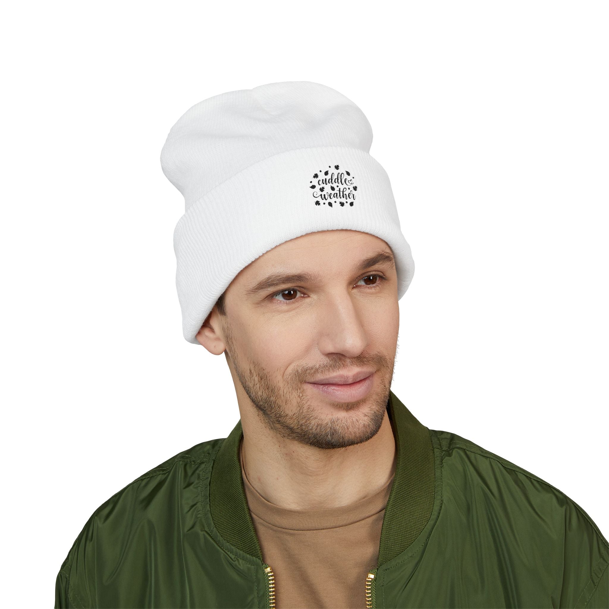 Cozy Cuffed Beanie with Cuddle Weather Embroidery