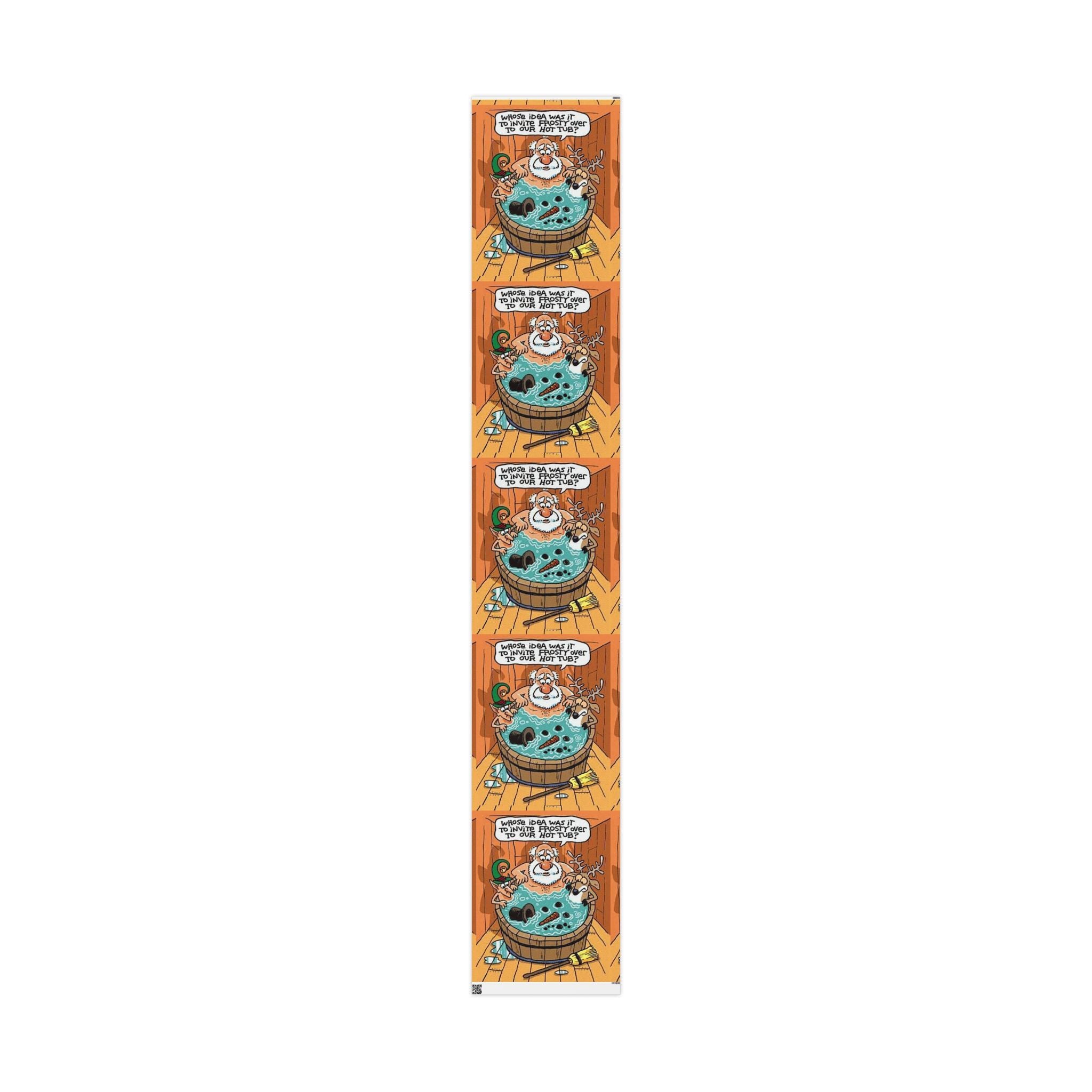 Wrapping Paper - Frosty the Snowman and Santa hot tub Holiday Theme