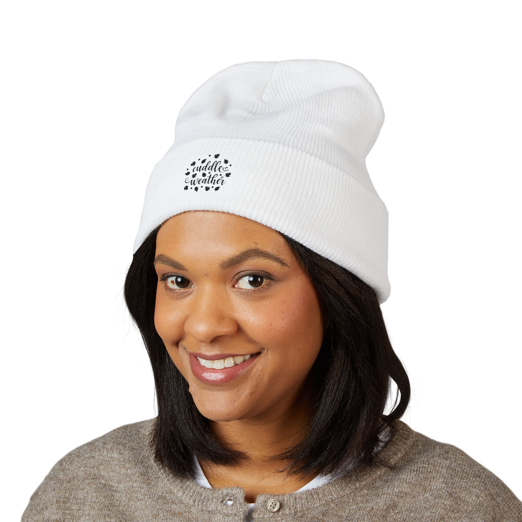 Cozy Cuffed Beanie with Cuddle Weather Embroidery