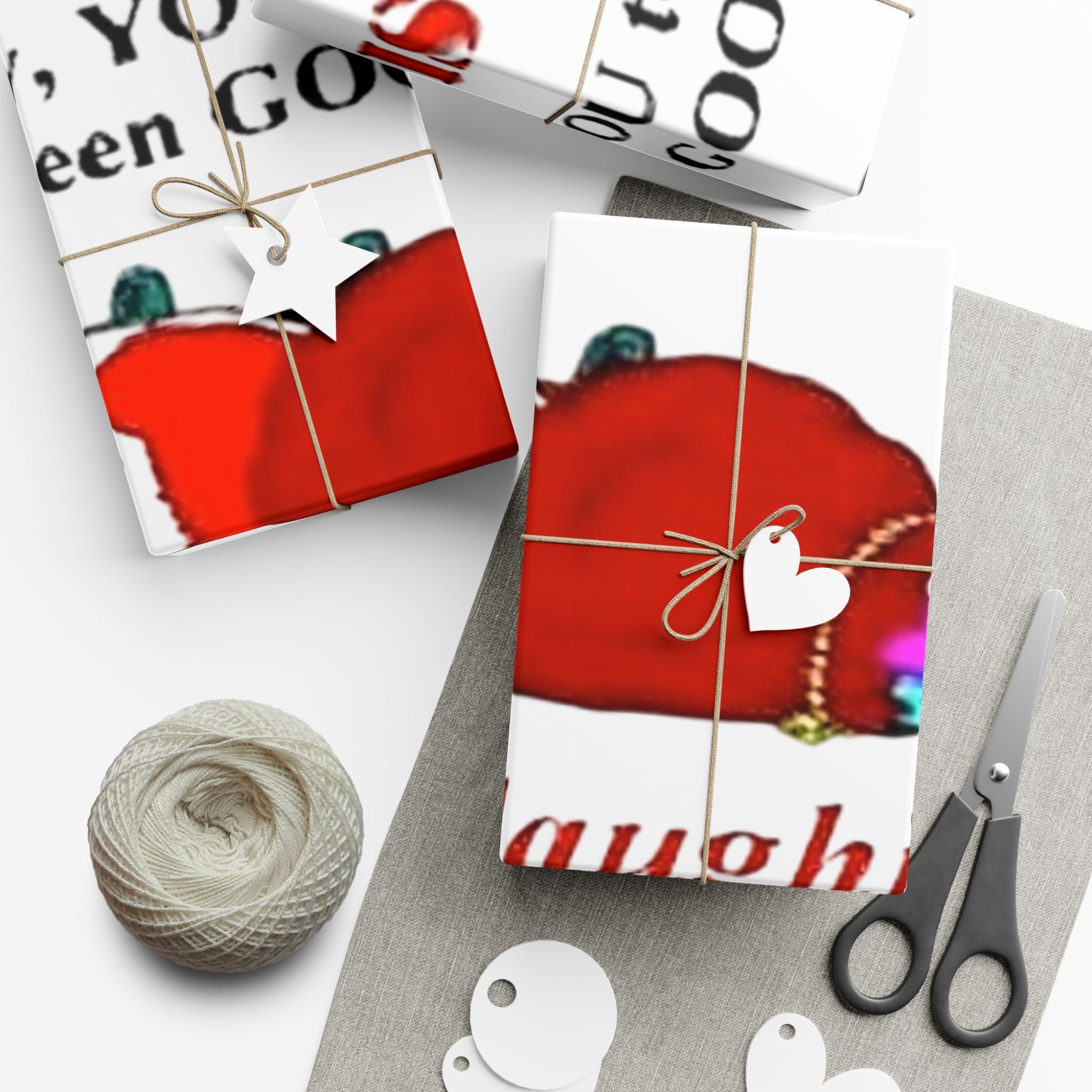 Gift Wrap Papers - Humorous Santa Died Laughing Design