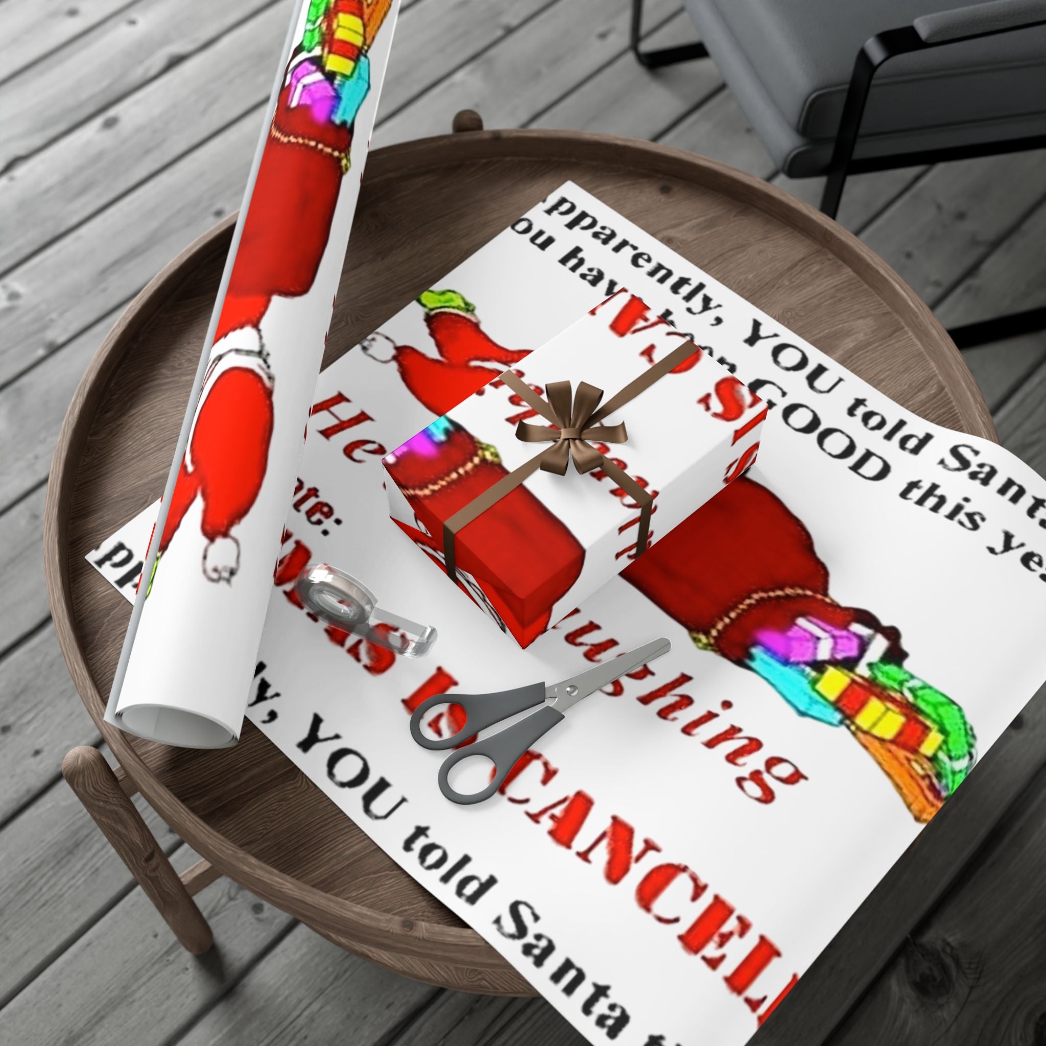 Gift Wrap Papers - Humorous Santa Died Laughing Design