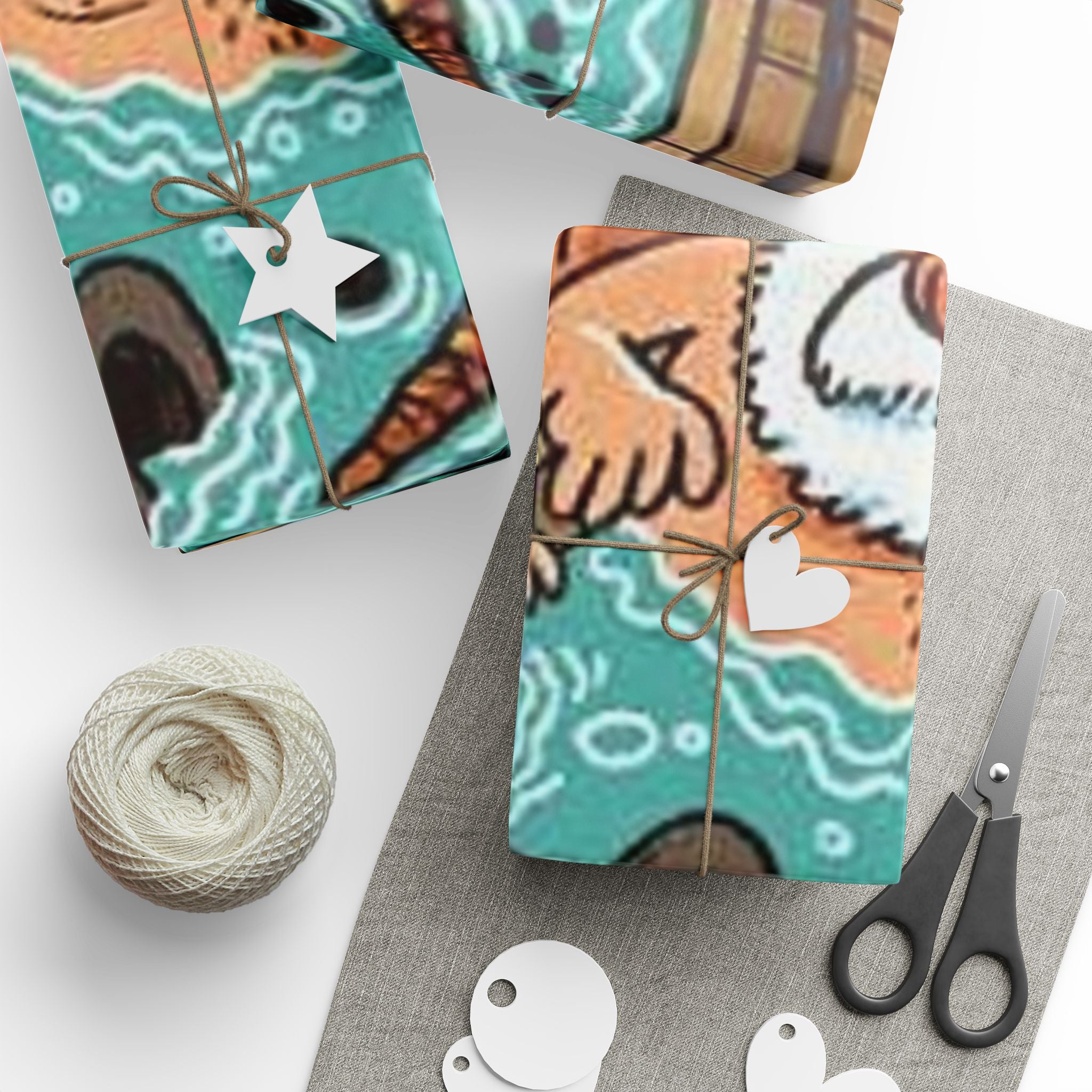 Wrapping Paper - Frosty the Snowman and Santa hot tub Holiday Theme