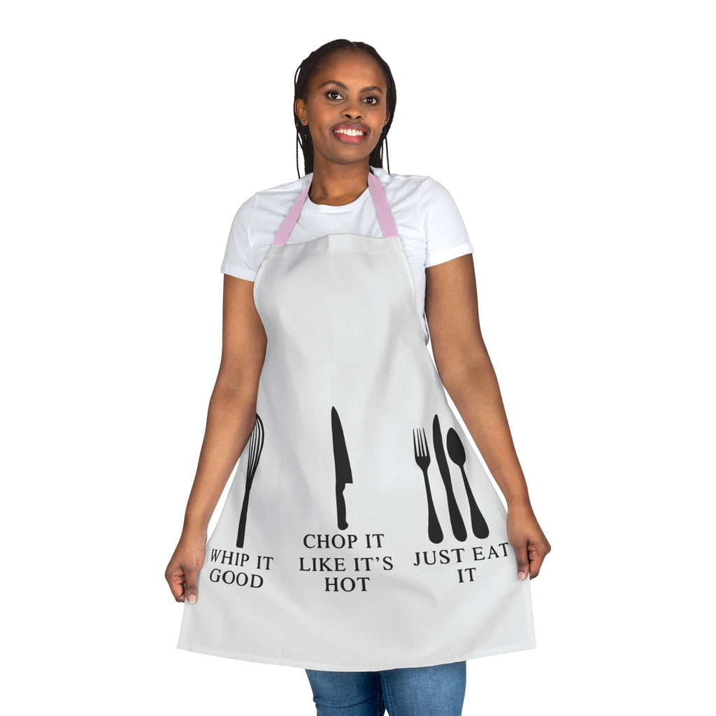 Funny Kitchen Apron - "Whip It, Chop It, Just Eat It" - 5-Color Straps
