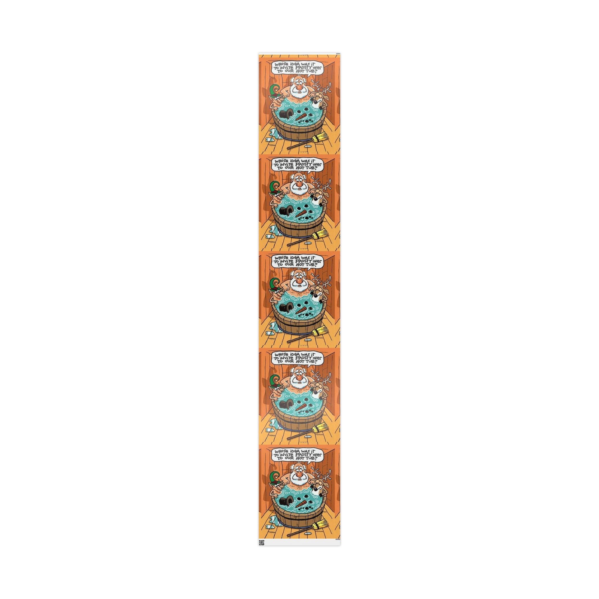 Wrapping Paper - Frosty the Snowman and Santa hot tub Holiday Theme