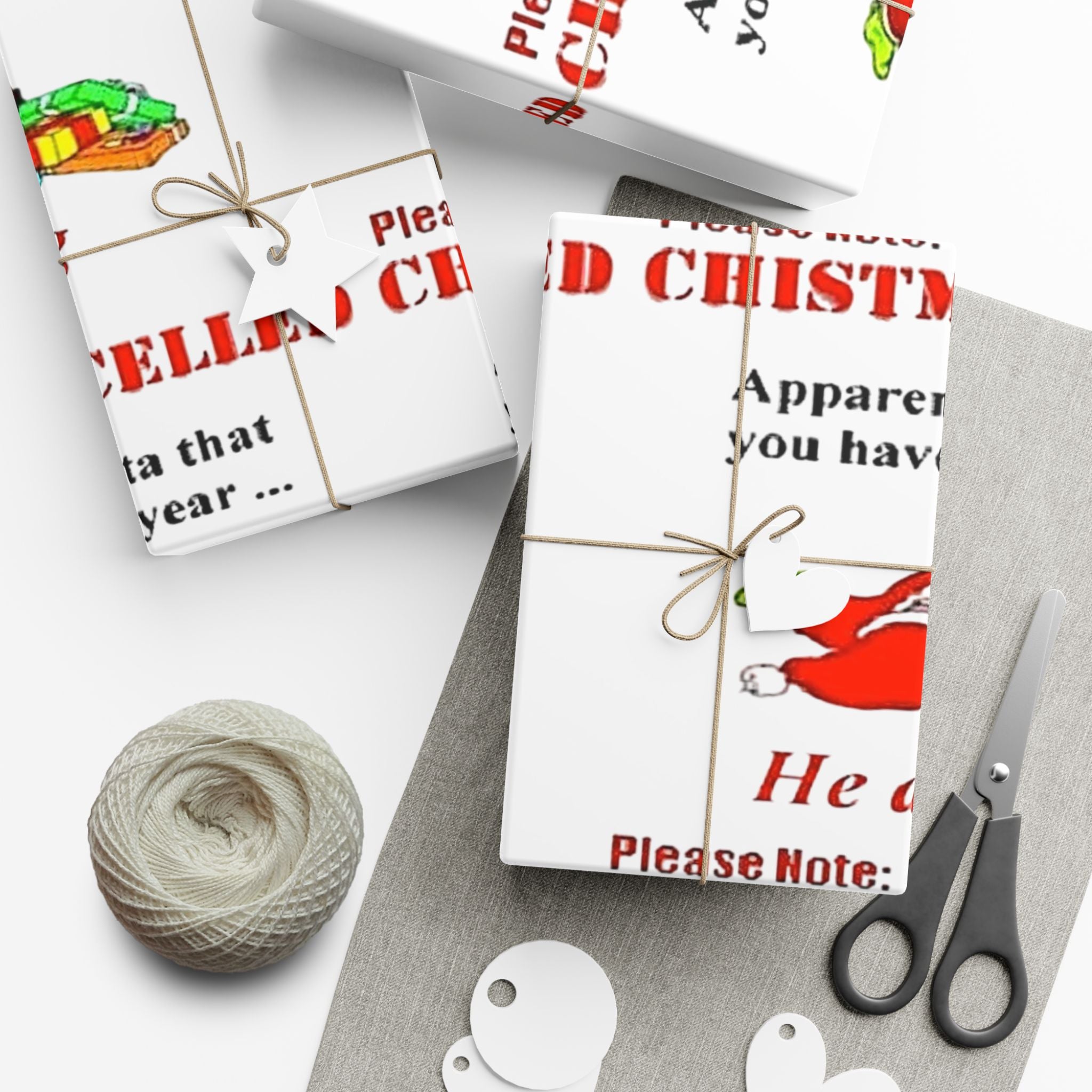 Gift Wrap Papers - Humorous Santa Died Laughing Design