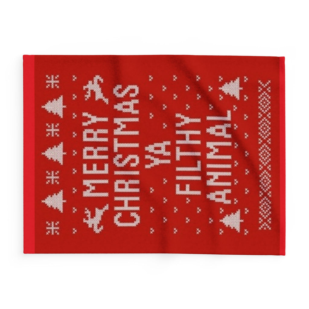 Holiday Fleece Blanket - Merry Christmas ya filthy animal- Red