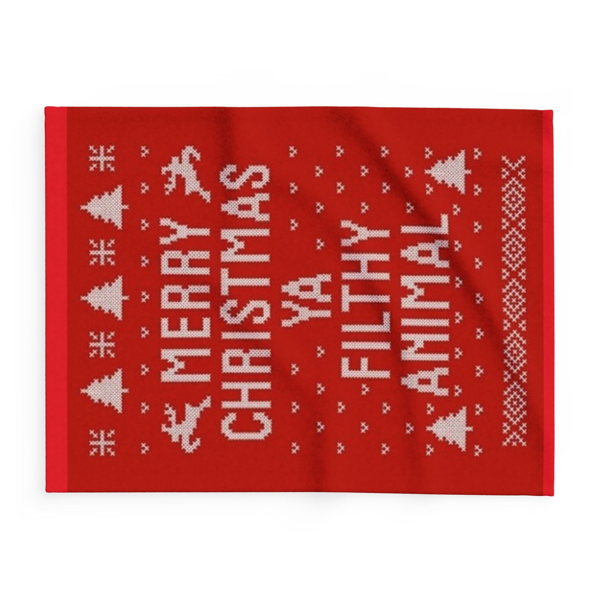 Holiday Fleece Blanket - Merry Christmas ya filthy animal- Red