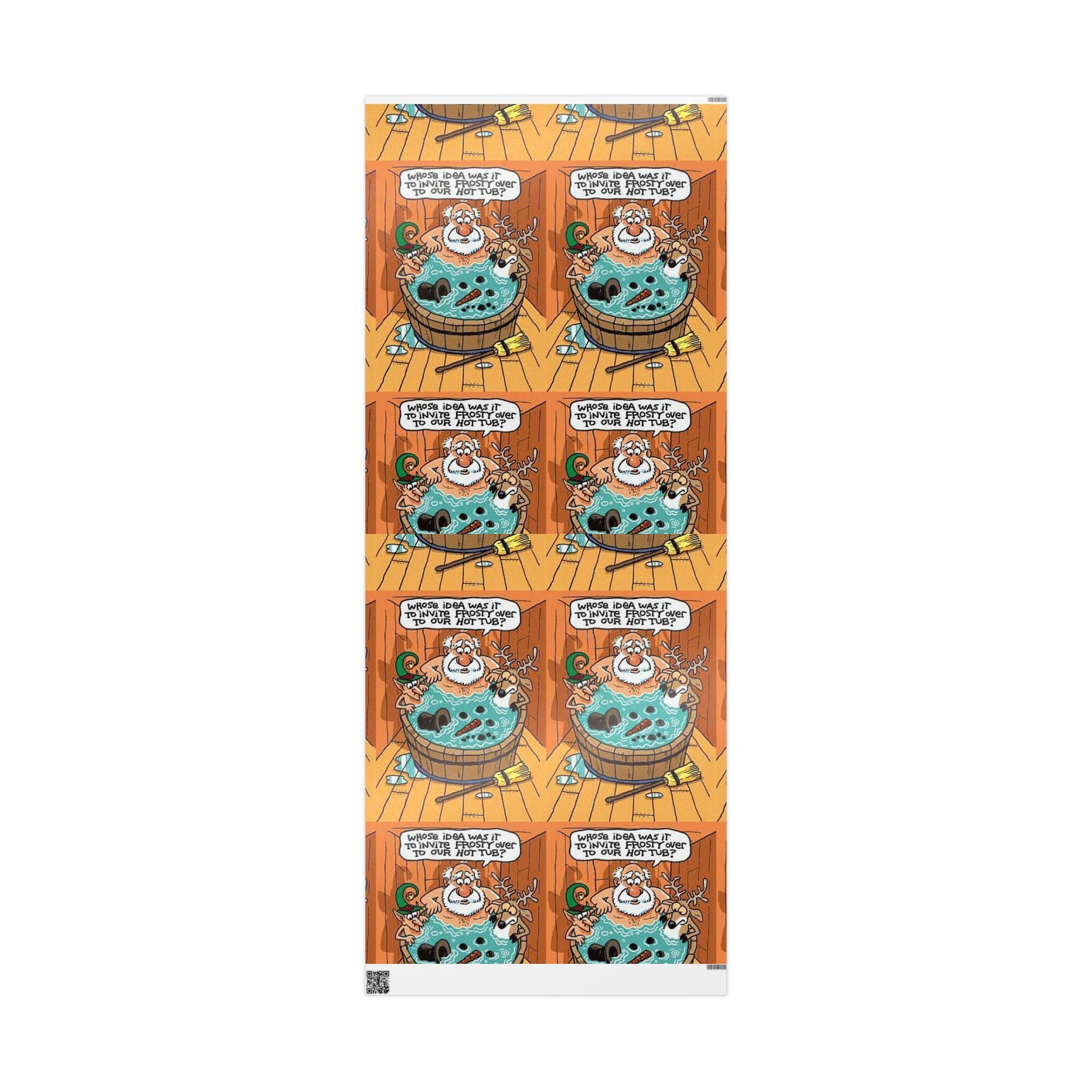 Wrapping Paper - Frosty the Snowman and Santa hot tub Holiday Theme