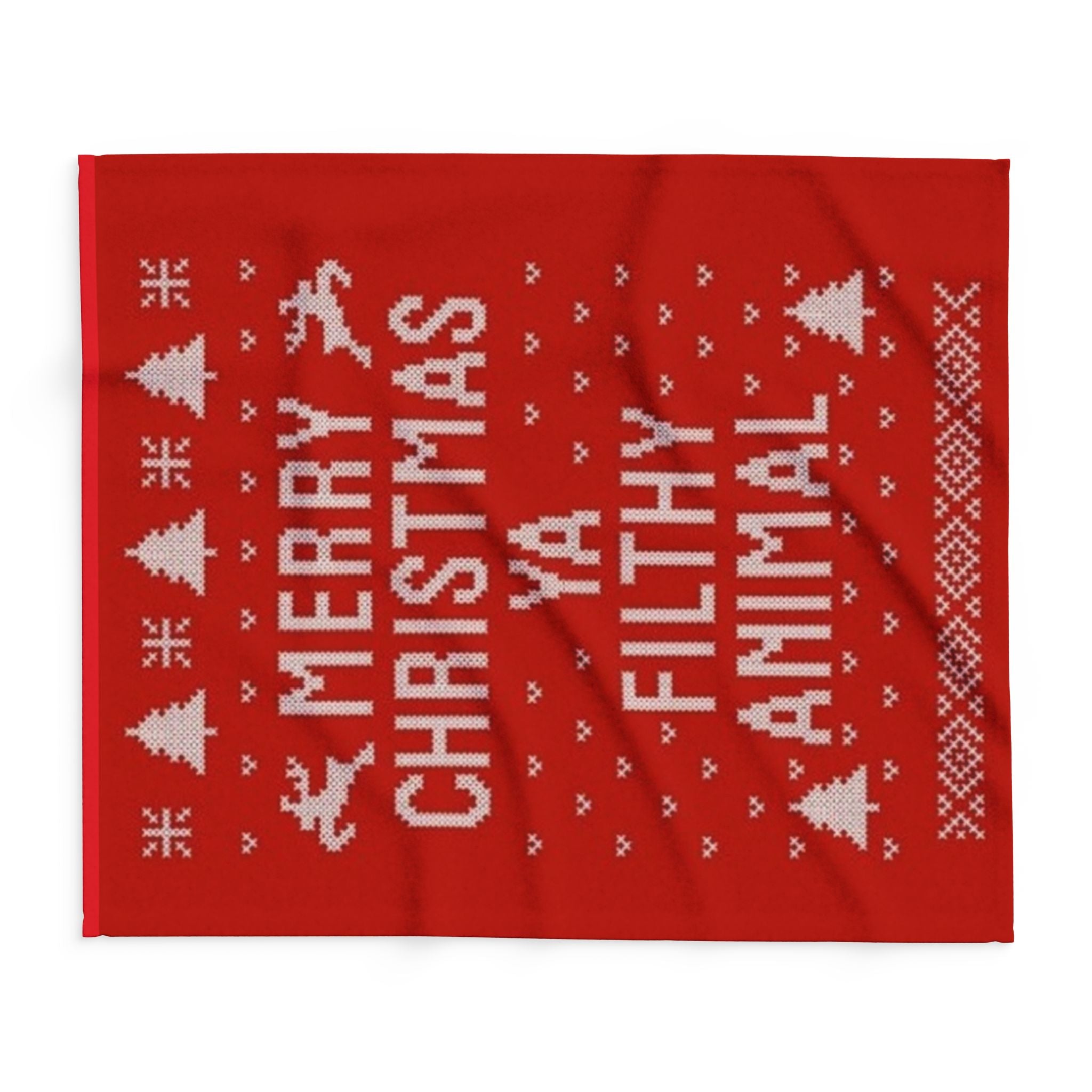 Holiday Fleece Blanket - Merry Christmas ya filthy animal- Red