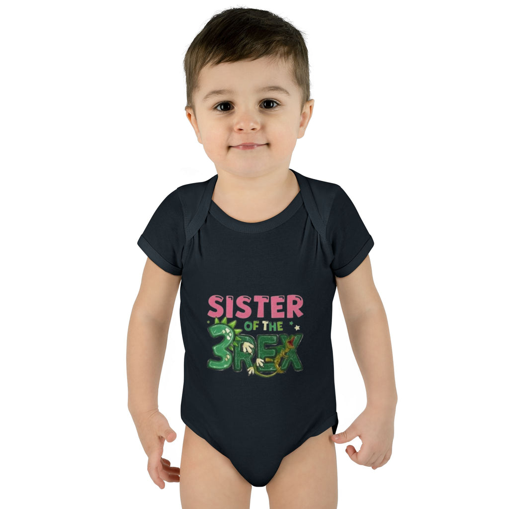 "Sister of the 3 Rex" Cute Dinosaur Baby Onesie--Infant Bodysuit