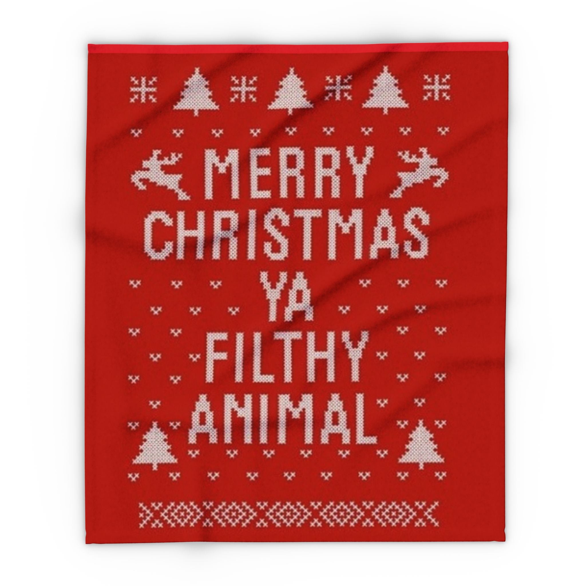 Holiday Fleece Blanket - Merry Christmas ya filthy animal- Red