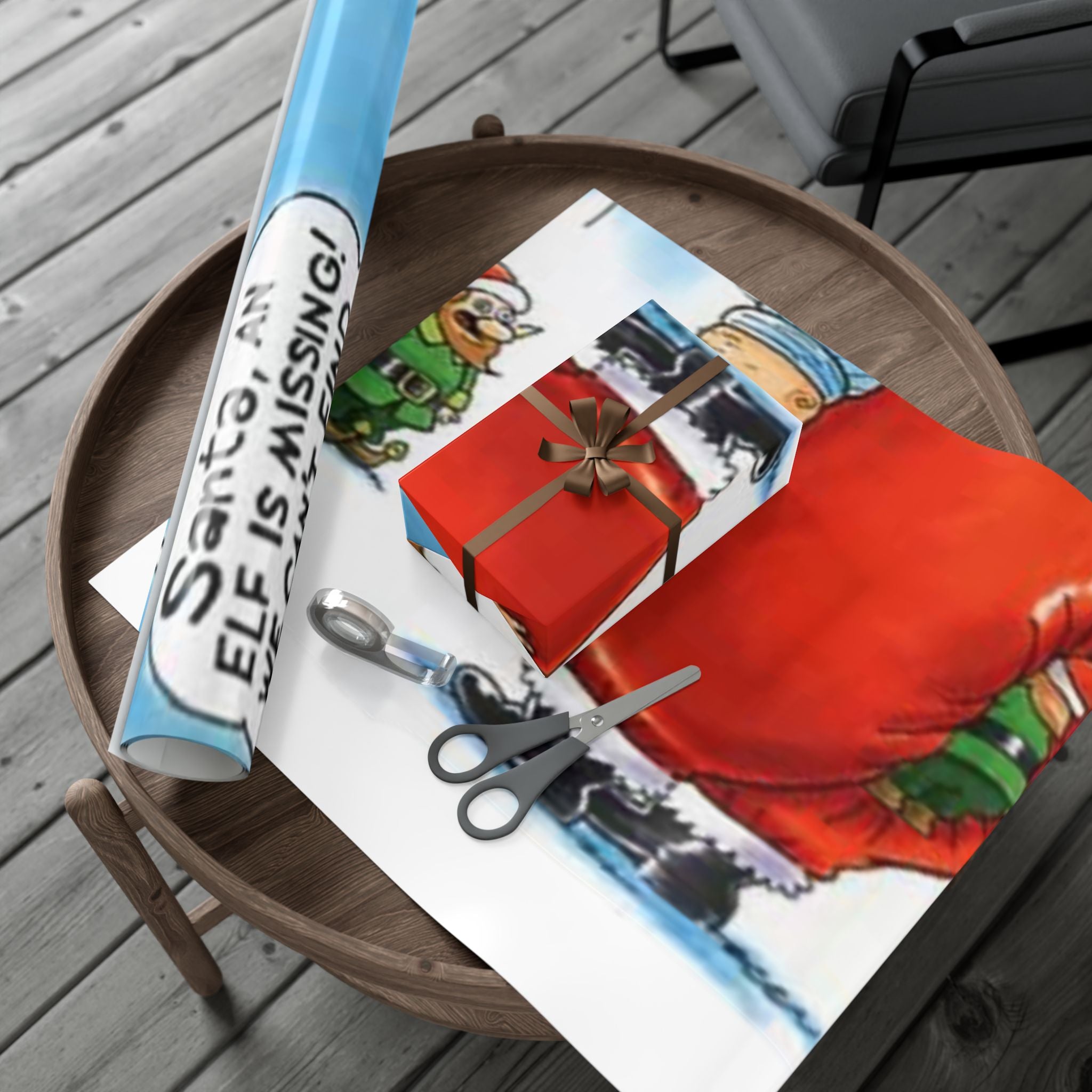 Funny Missing Elf Festive Gift Wrap Papers