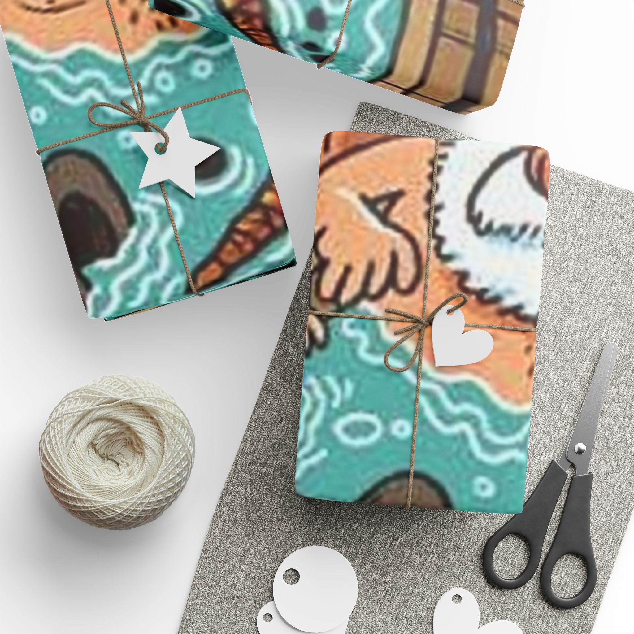 Wrapping Paper - Frosty the Snowman and Santa hot tub Holiday Theme