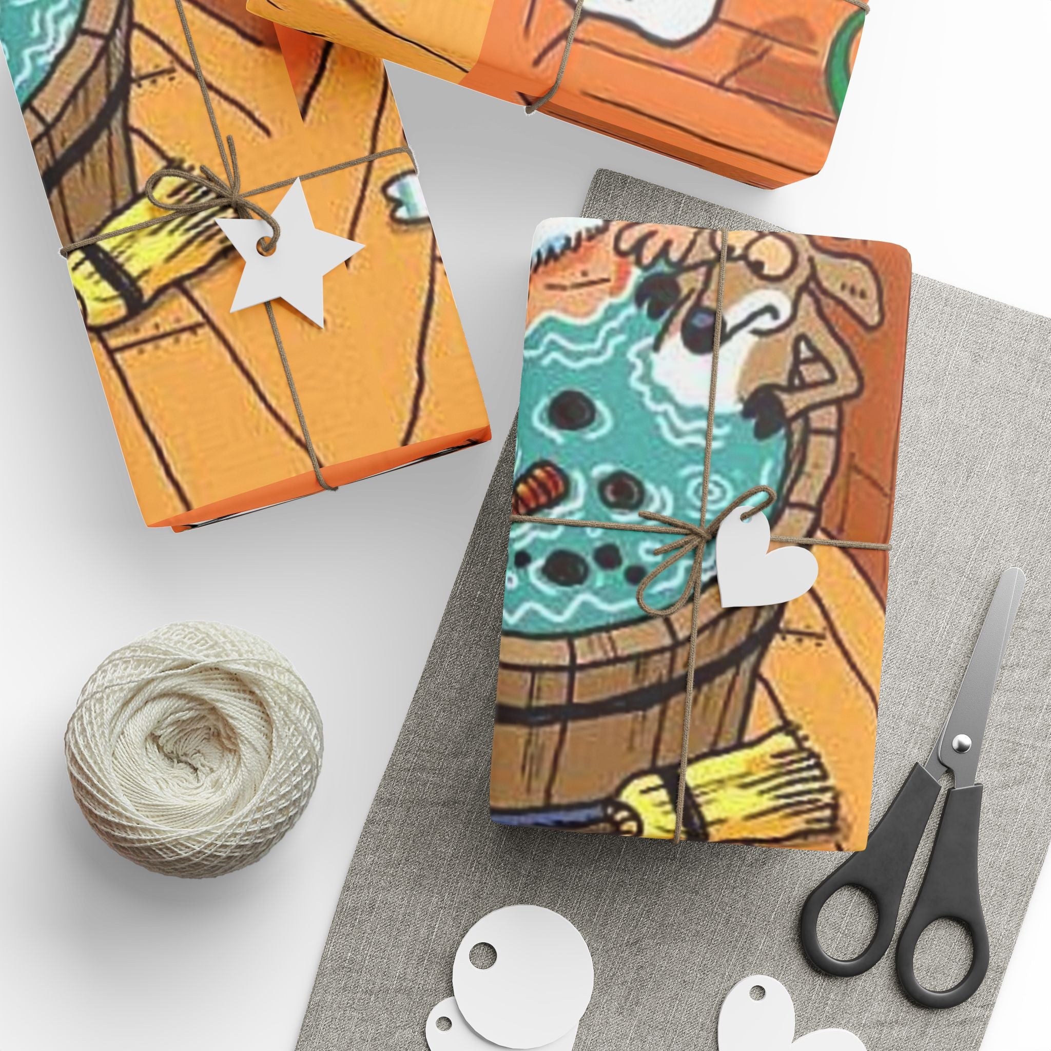 Wrapping Paper - Frosty the Snowman and Santa hot tub Holiday Theme