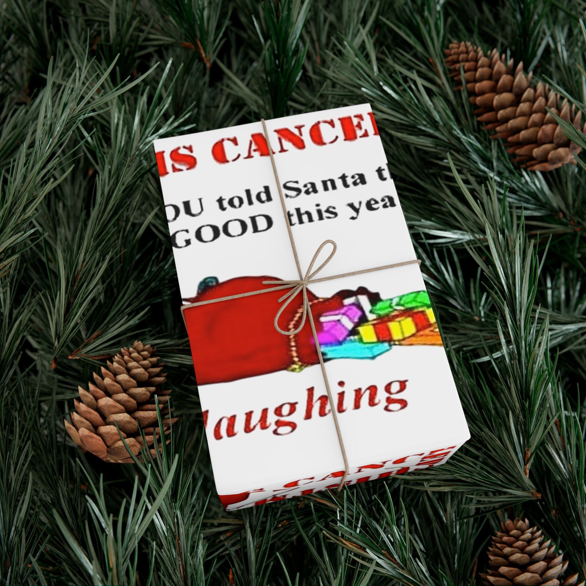 Gift Wrap Papers - Humorous Santa Died Laughing Design