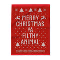 Holiday Fleece Blanket - Merry Christmas ya filthy animal- Red