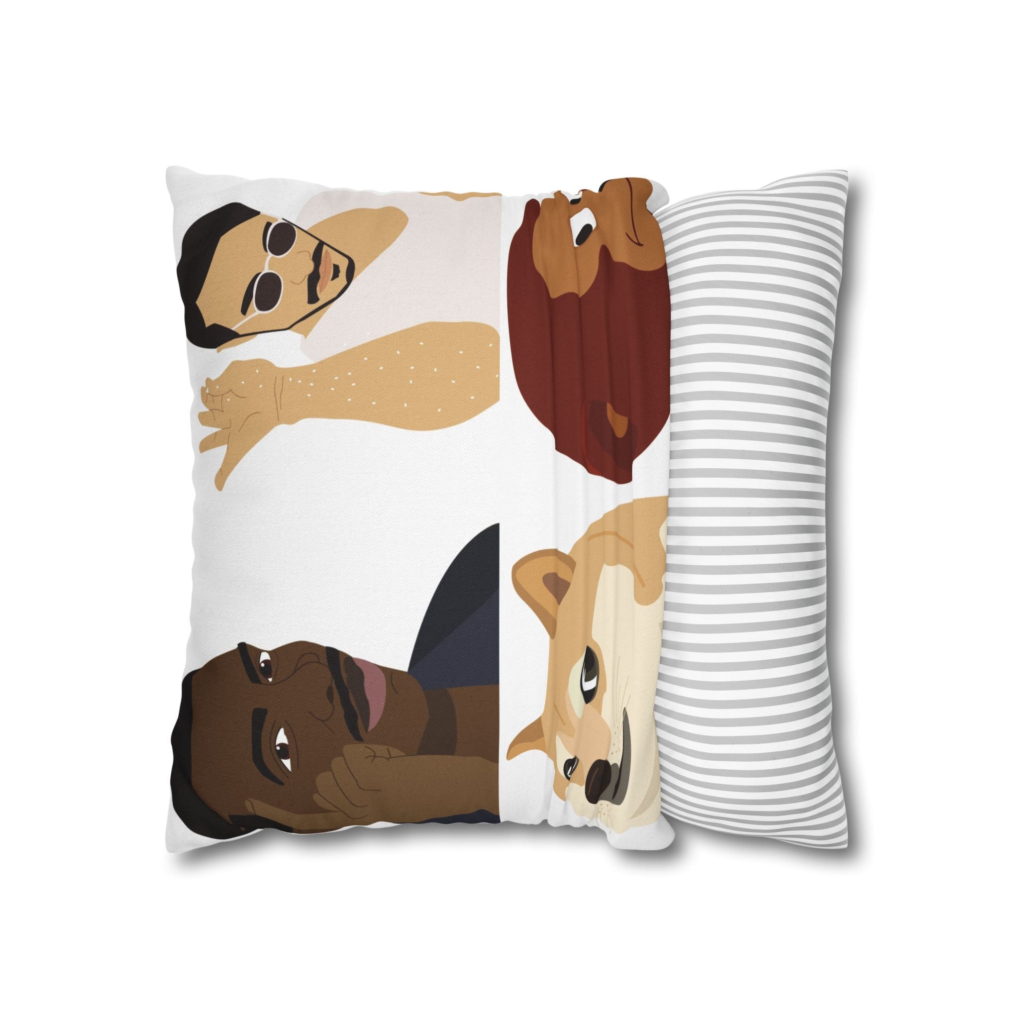 Meme Faces Square Pillowcase — Viral Dog & Reaction Emotes Throw Pillow Cover