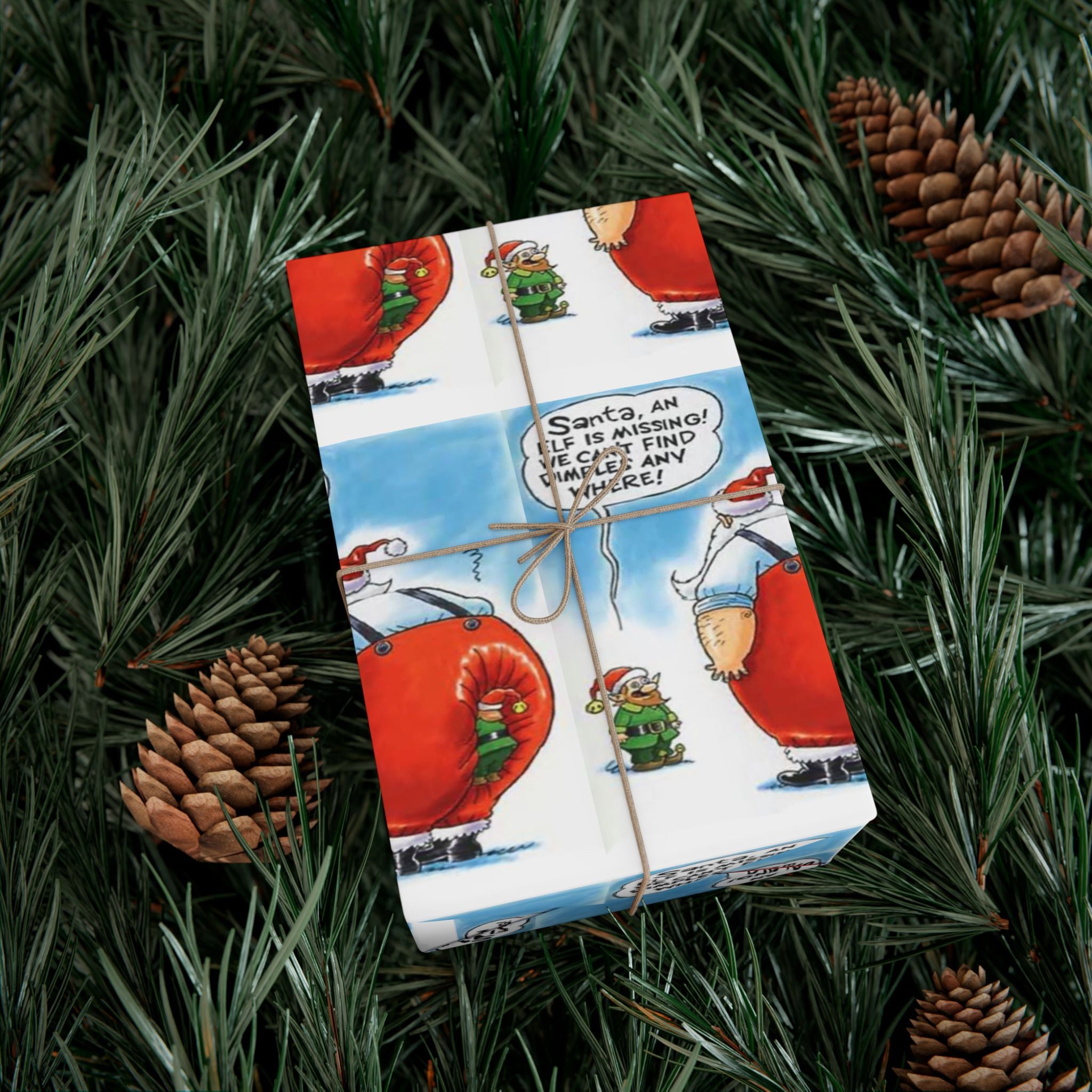 Funny Missing Elf Festive Gift Wrap Papers