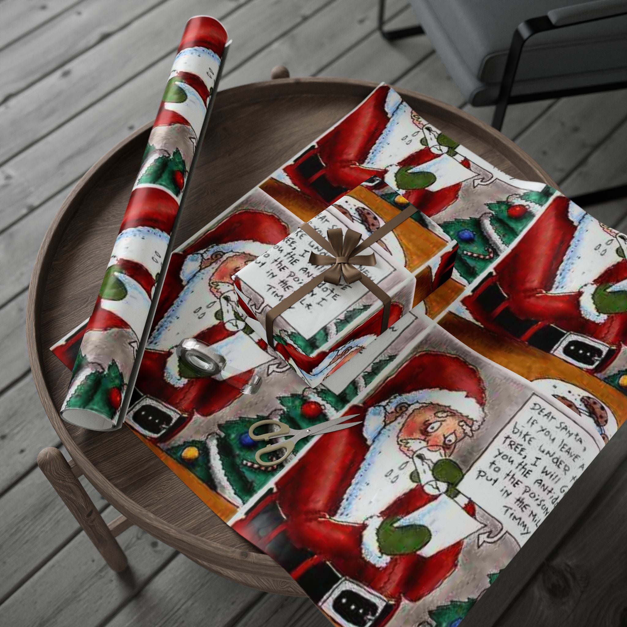 Santa Poisoned Milk Holiday Gift Wrap