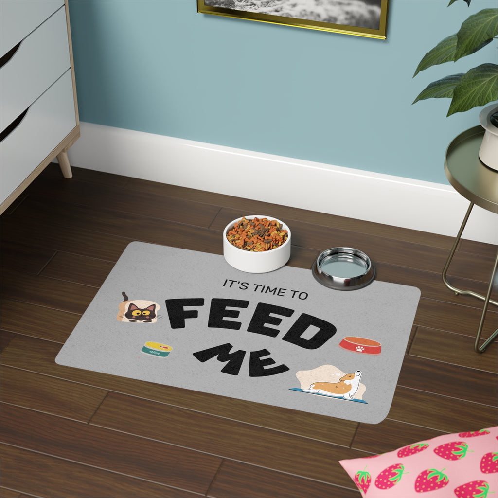 Pet Feeding Mat with 'Feed Me' Design
