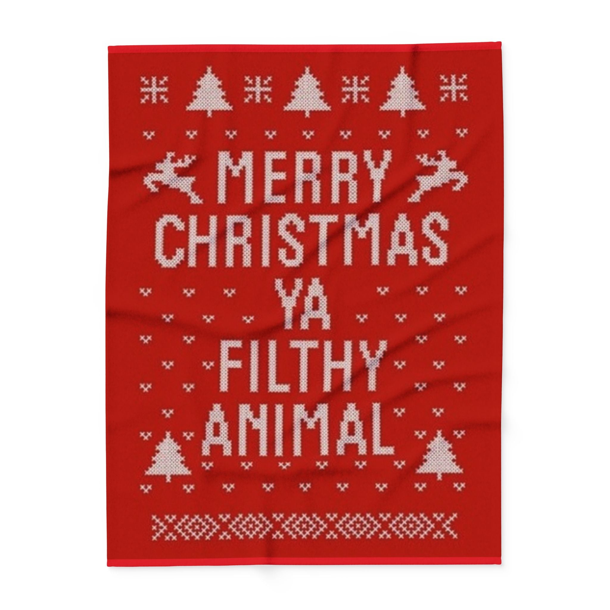 Holiday Fleece Blanket - Merry Christmas ya filthy animal- Red