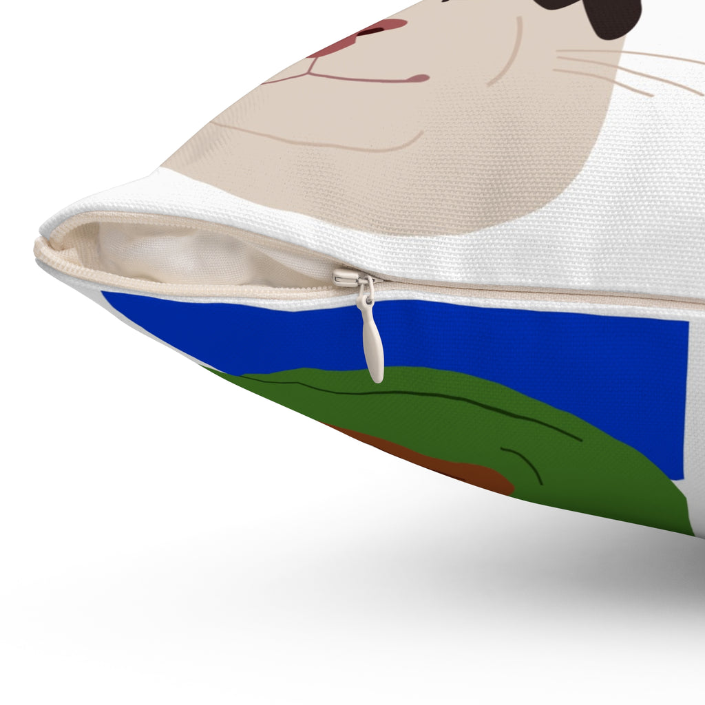 Meme Faces Collage Square Pillow — Cute Kermit, Pepe & Cat Collage Decorative Throw Pillow