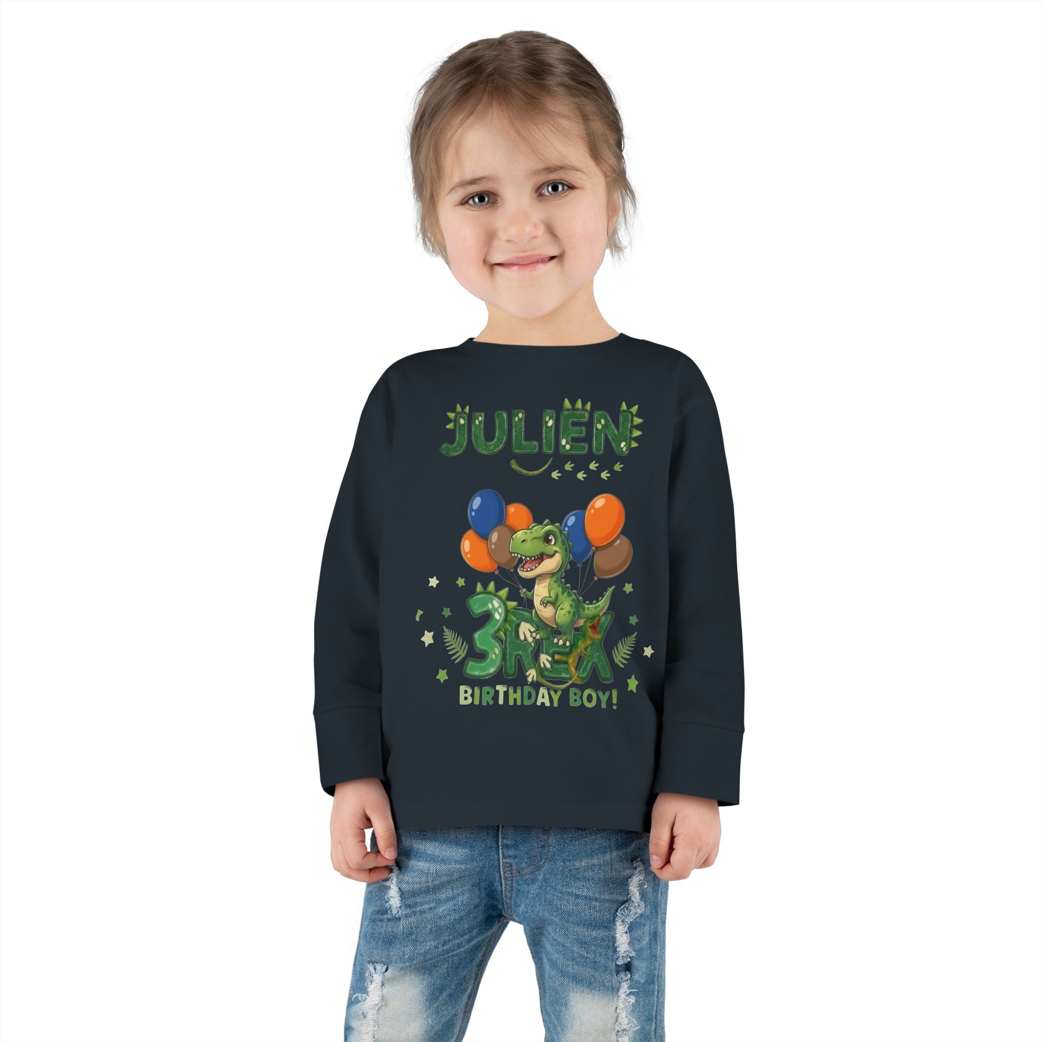 3Rex Dino Birthday Toddler Long Sleeve Tee