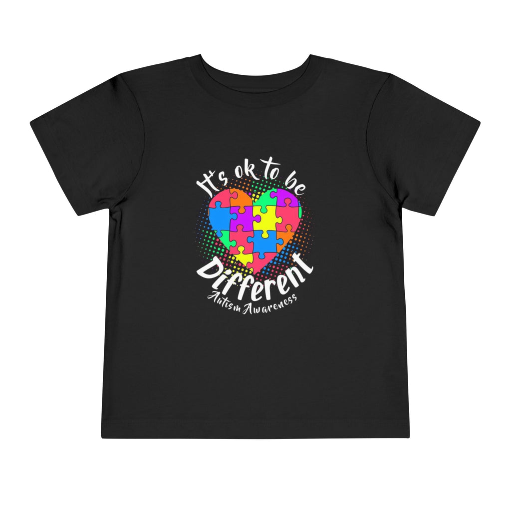 Autism Awareness Toddler Tee - “It’s OK to Be Different” Colorful Puzzle Heart - Sensitivity