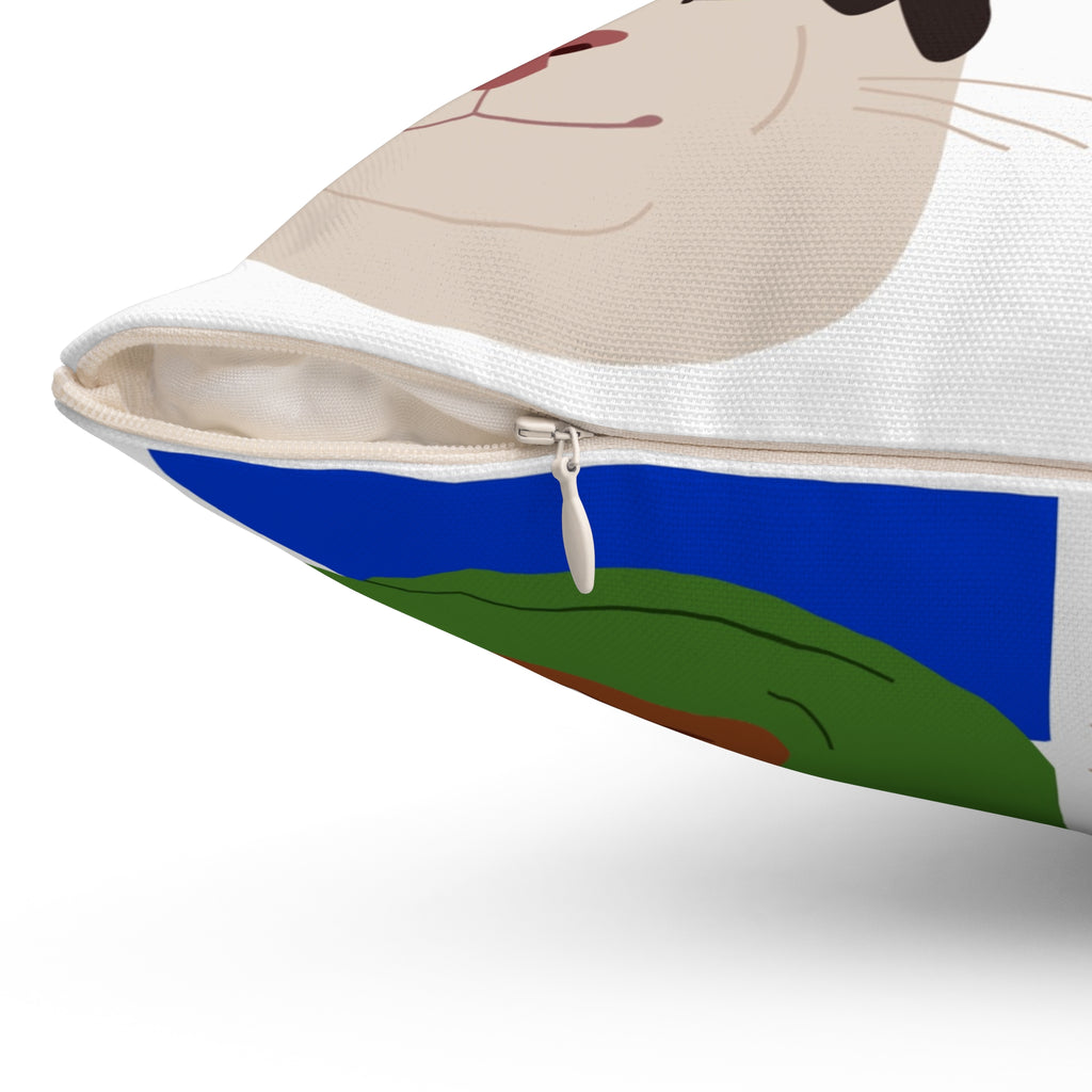 Meme Faces Collage Square Pillow — Cute Kermit, Pepe & Cat Collage Decorative Throw Pillow