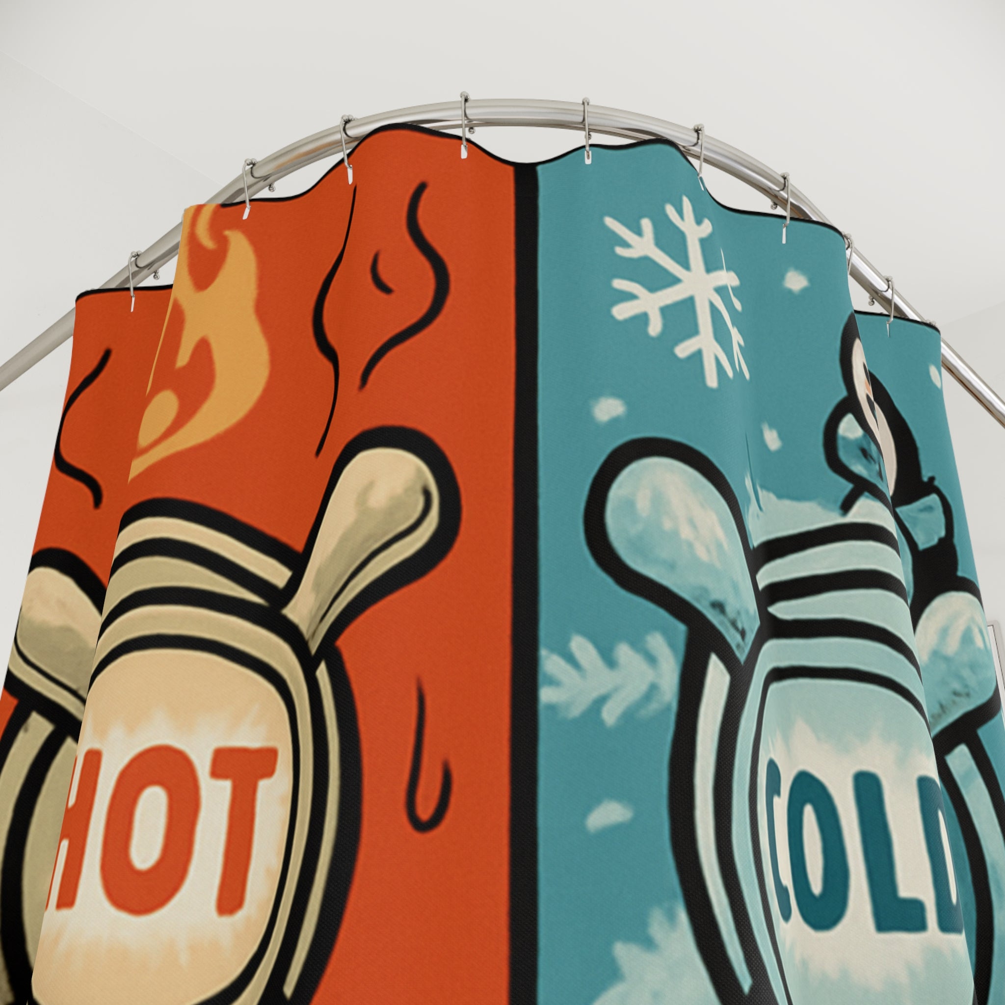 Funny Hot & Cold Shower Curtain — "I Hate It When a Shower Only Has Two Options: 3d Degree Burns / Skinny Dipping in Antarctica"