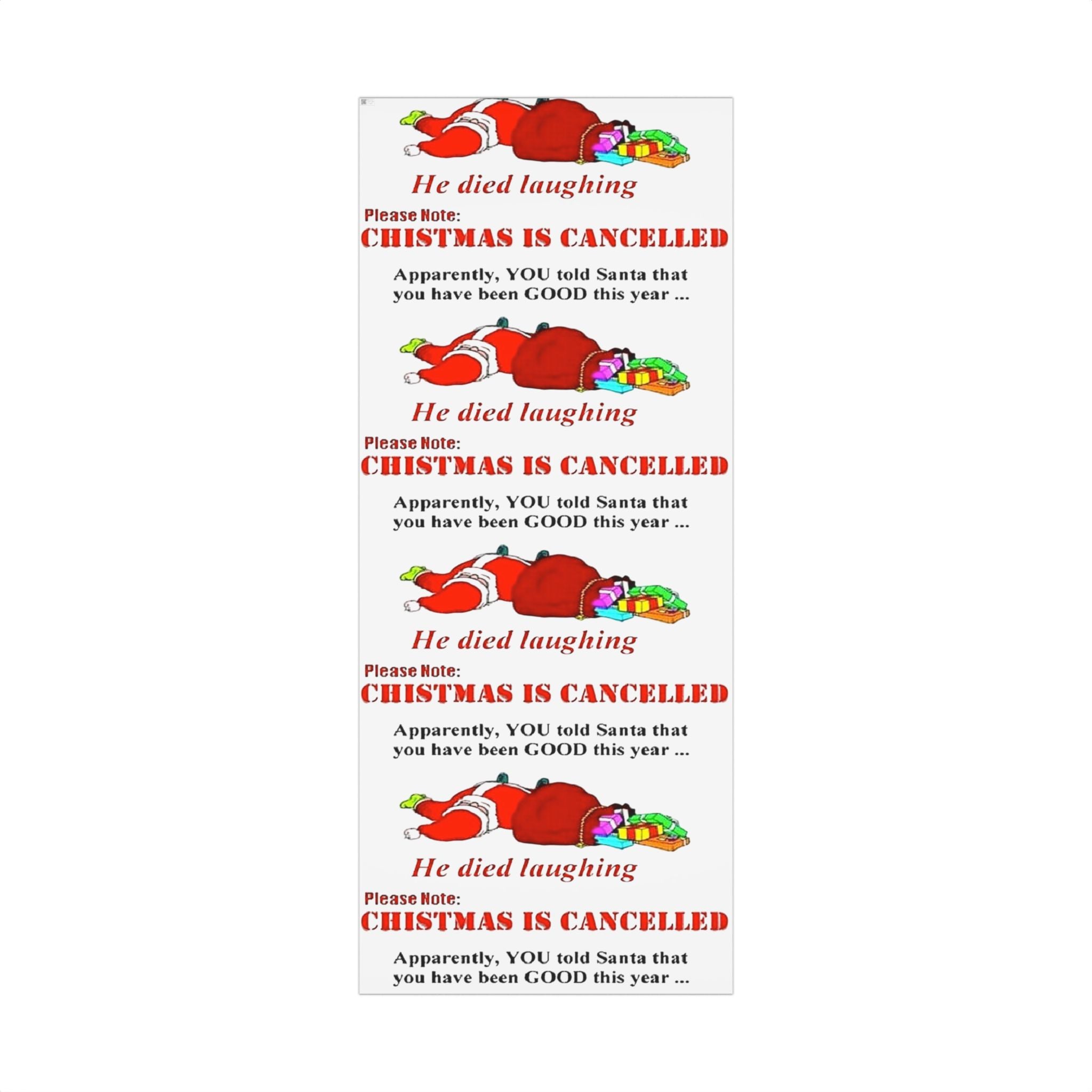 Gift Wrap Papers - Humorous Santa Died Laughing Design