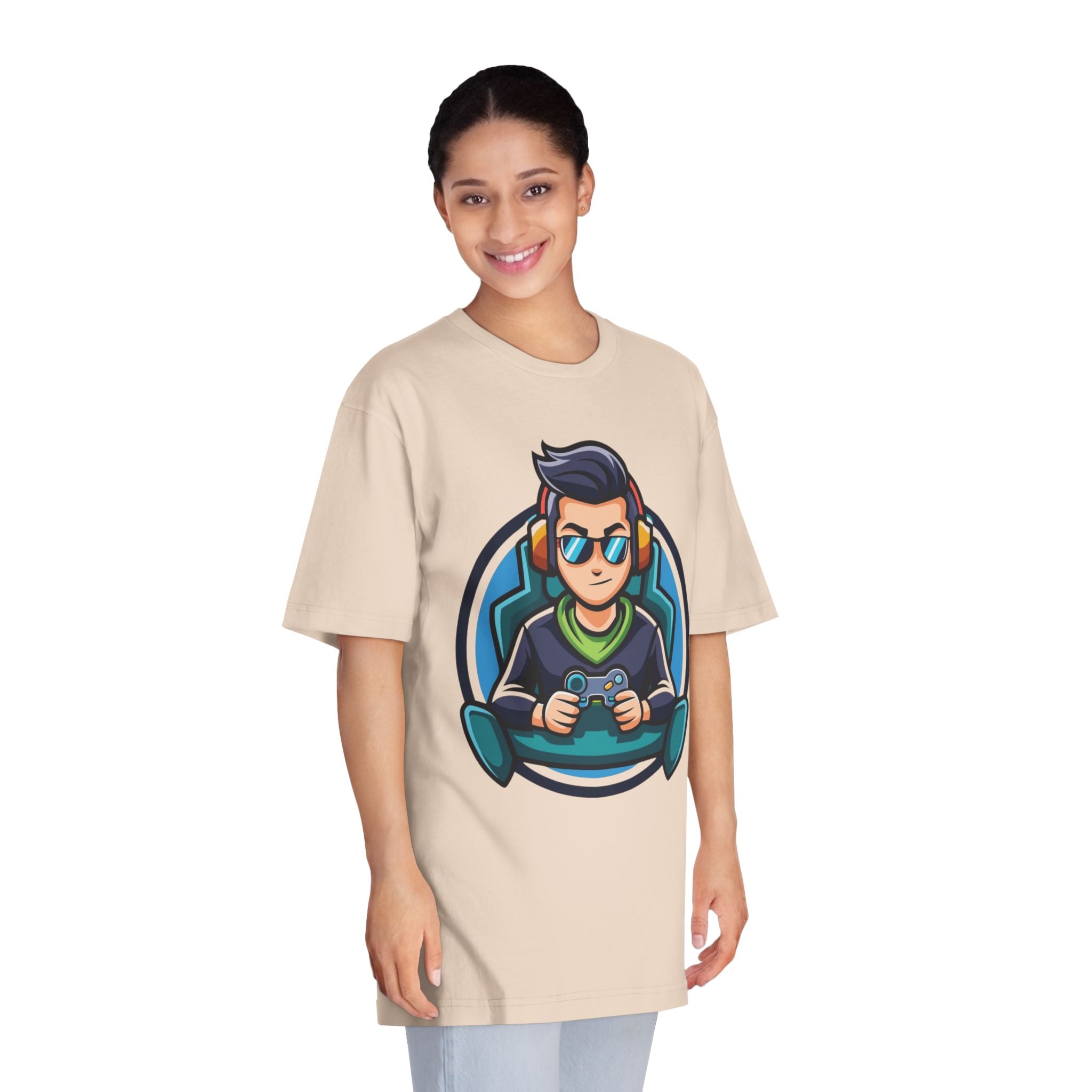 Adult Gamer Crewneck T-Shirt with Fun Character Design - Unisex
