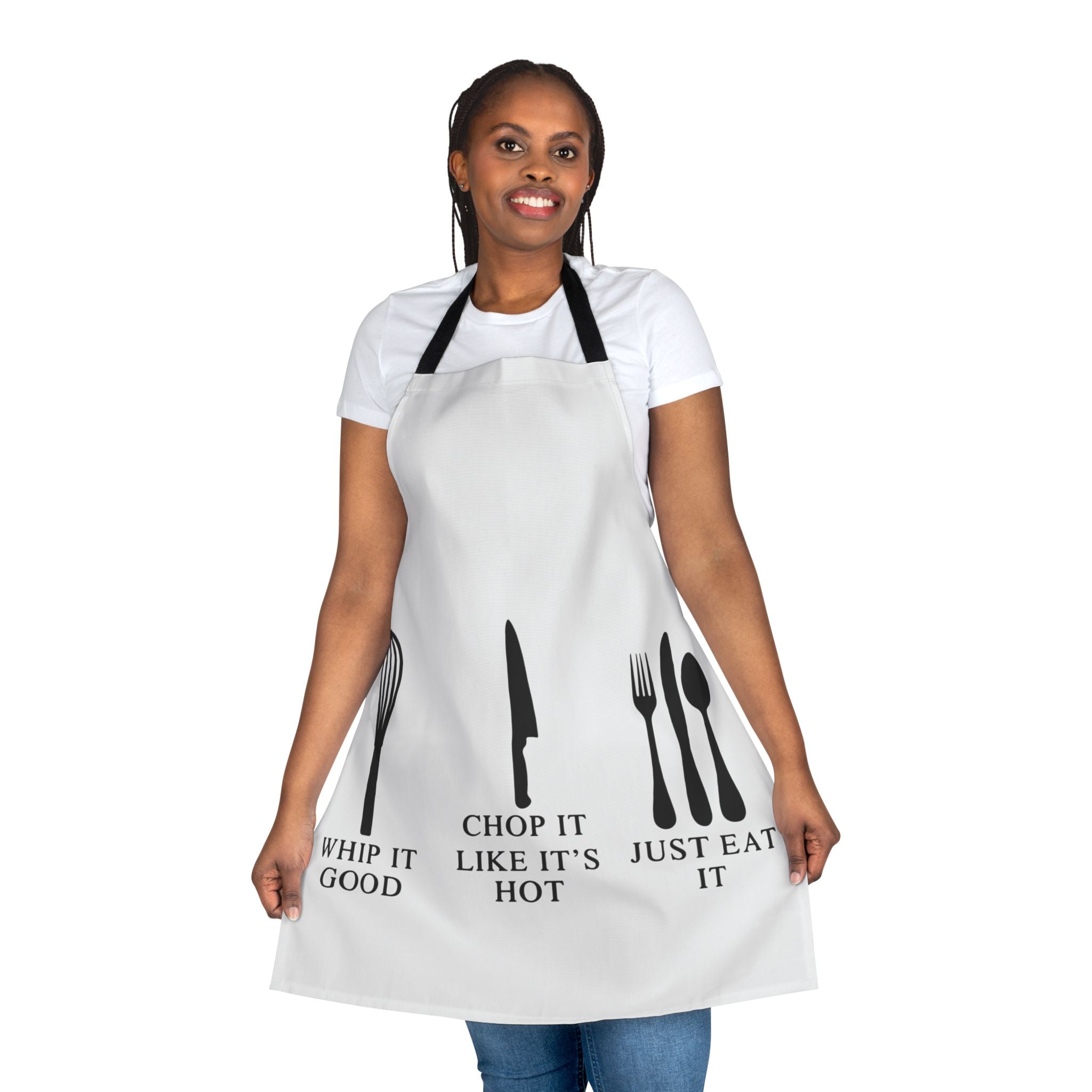 Funny Kitchen Apron - "Whip It, Chop It, Just Eat It" - 5-Color Straps