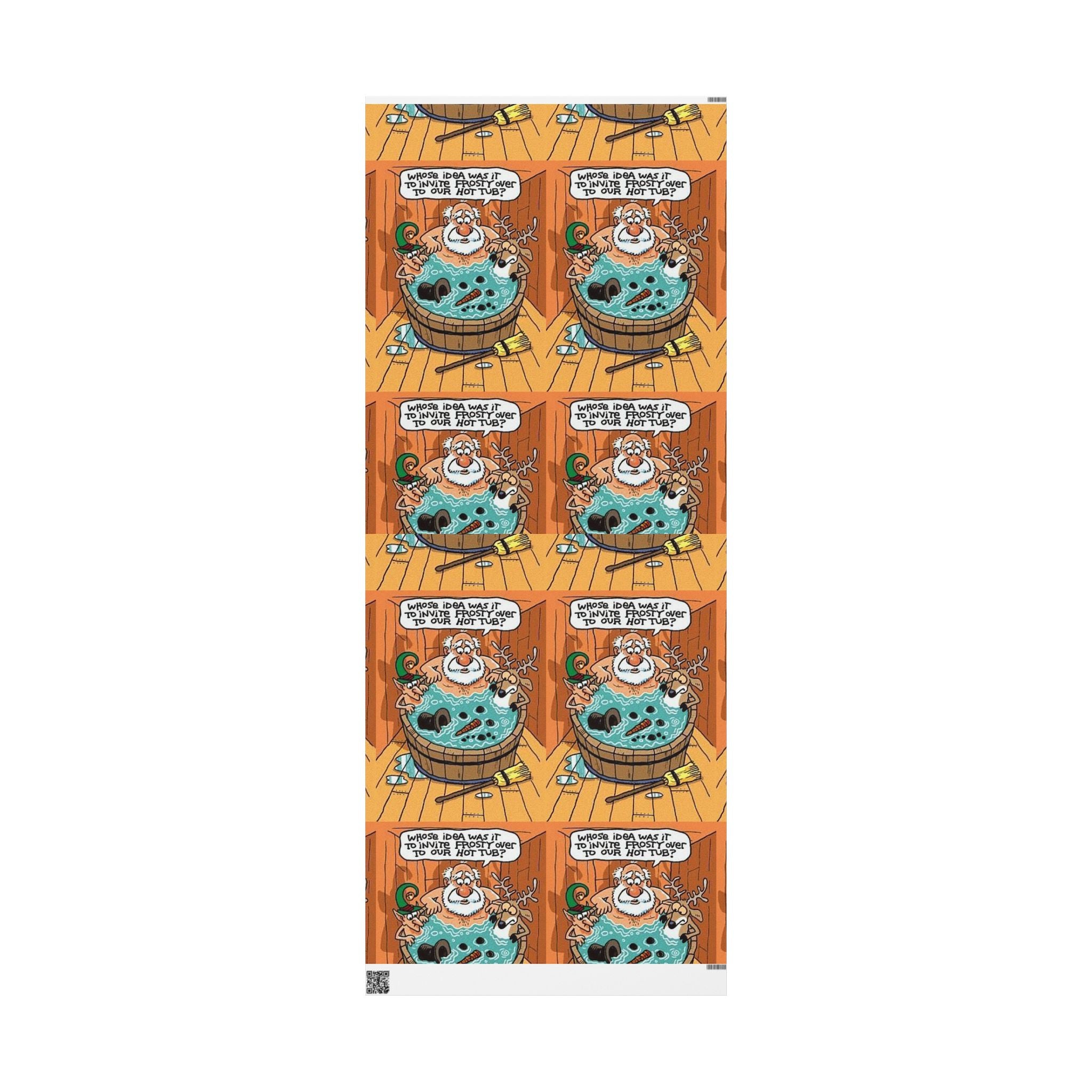 Wrapping Paper - Frosty the Snowman and Santa hot tub Holiday Theme