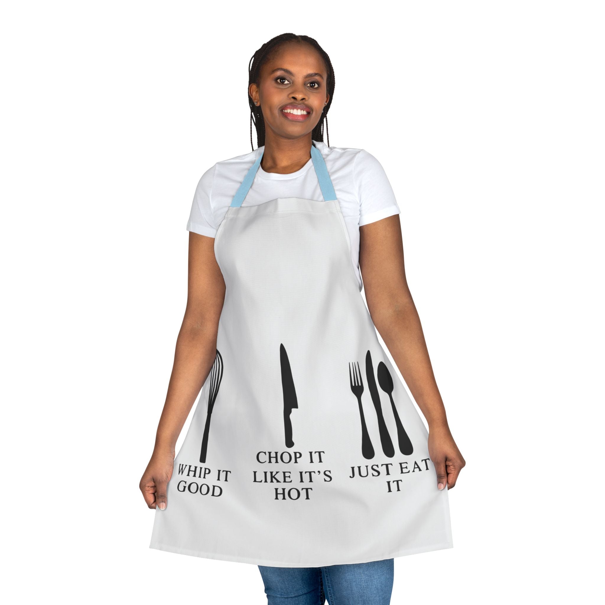 Funny Kitchen Apron - "Whip It, Chop It, Just Eat It" - 5-Color Straps