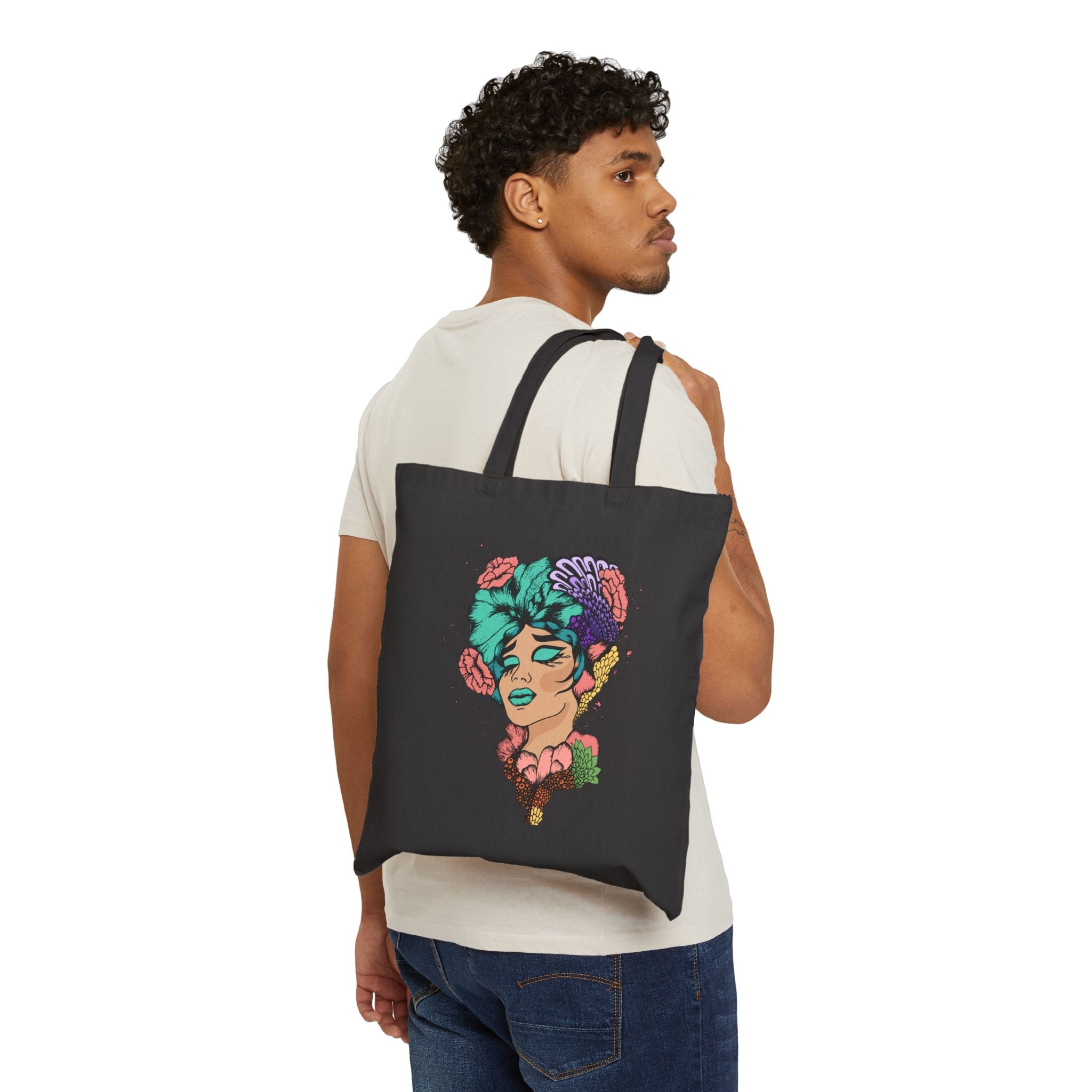 Boho Floral Tote Bag - Eco-Friendly Canvas, Reusable Shopping, Gift for Her, Art Lover, Beach Bag, Trendy Handbag