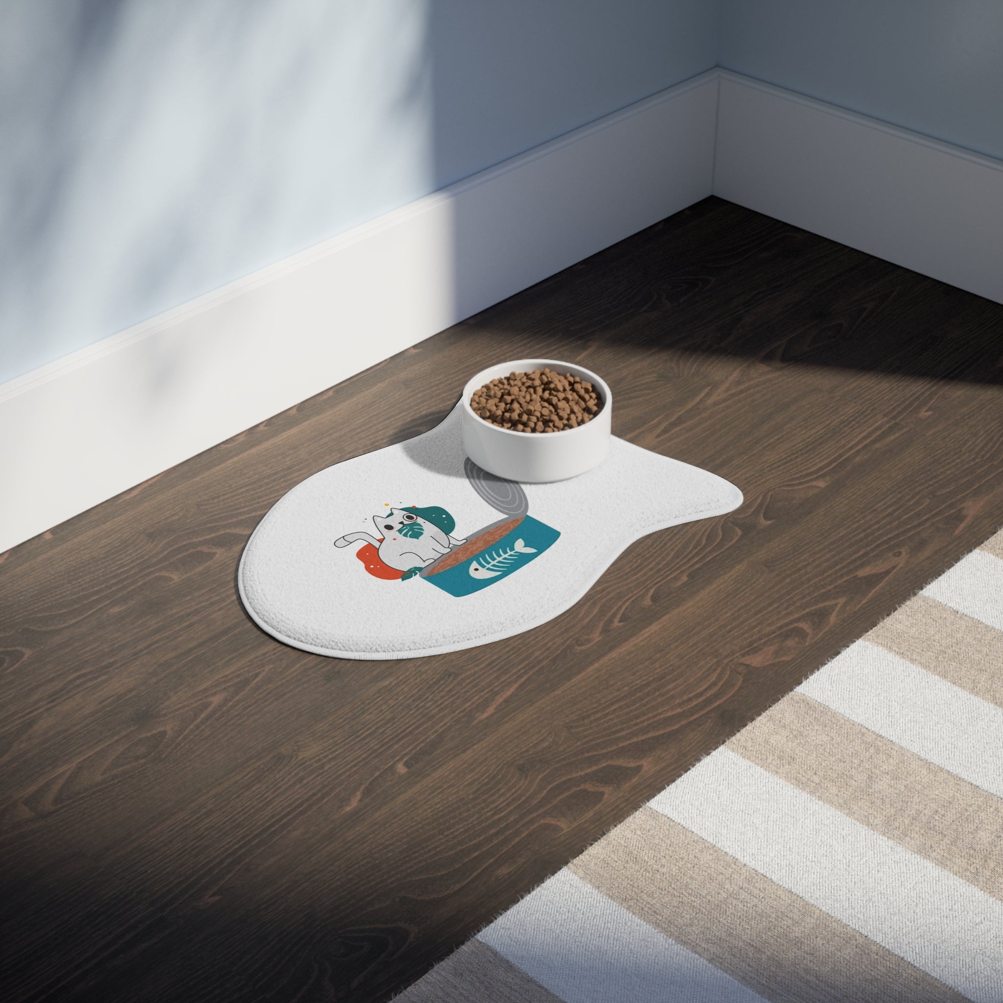 Pet Feeding Mat - Dog Bone and Cat Fish Design Non-Slip Mat
