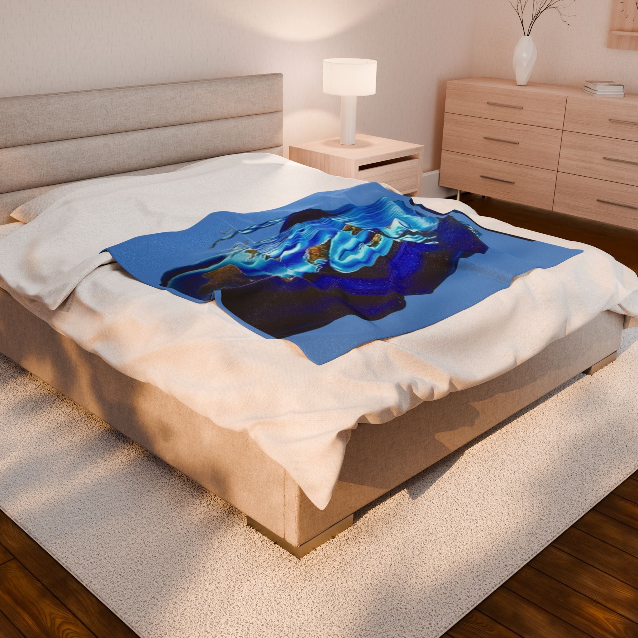 Cosmic Connection - I’ll be his world & he’ll be my universe - Couple Embracing Velveteen Plush Blanket